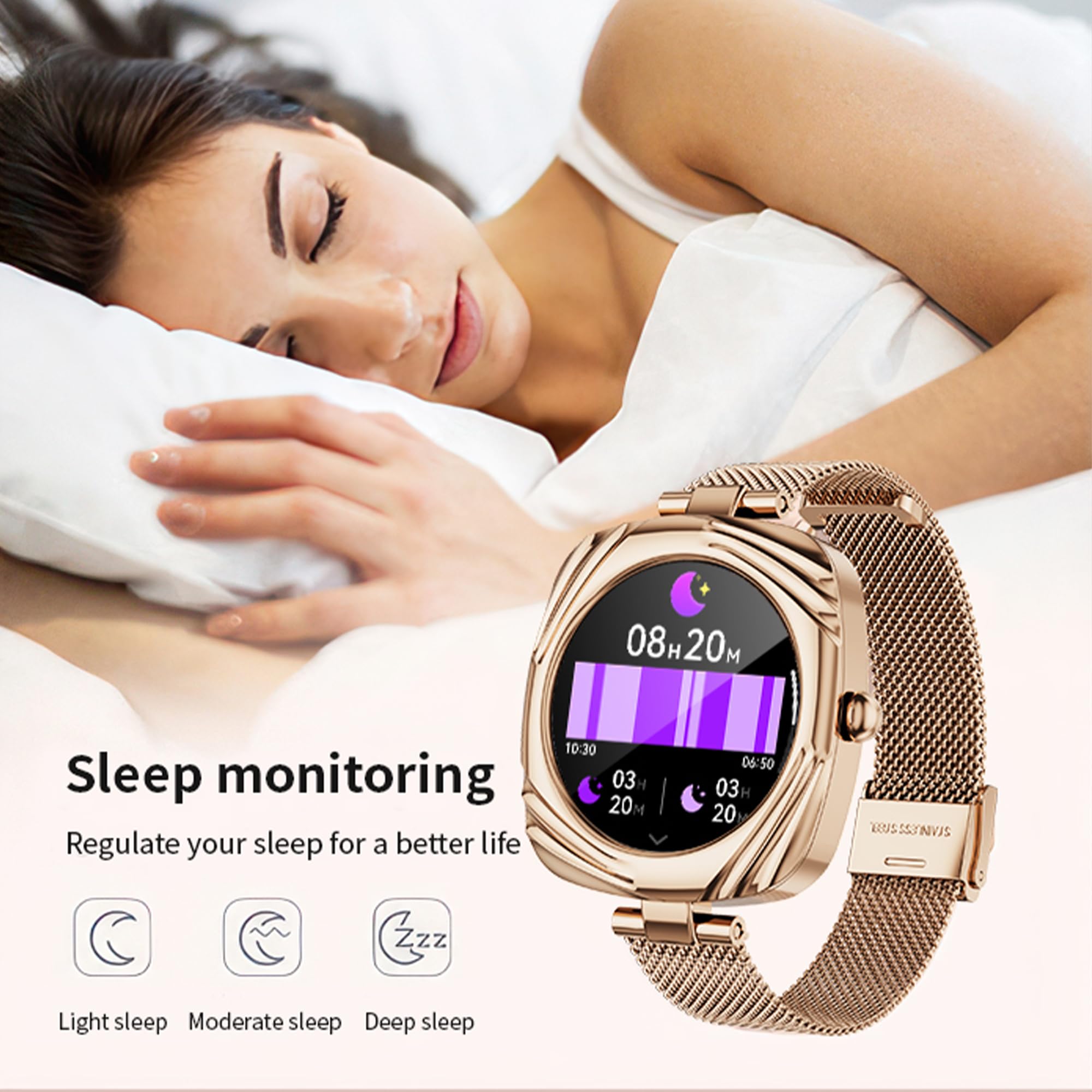 Smart Watch for Women with Heart Rate Monitor, Sleep Tracker & Fitness Modes - Bluetooth Call Smartwatch Compatible with Android & iOS - Perfect for Workouts, Running & Daily Health Tracking (Coffee)