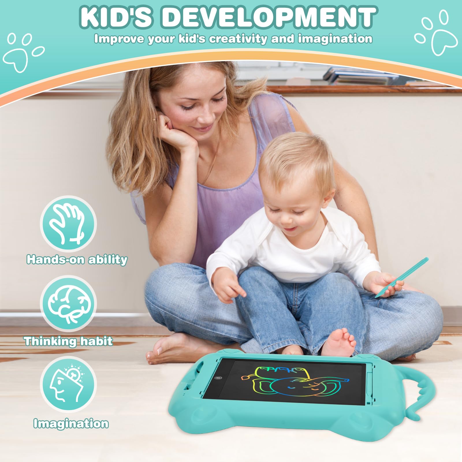 EooCoo 12 Inch LCD Writing Tablet for Kids Ages 3-8 - Electronic Drawing Pad with Stylus - Easter Basket Stuffers & Travel Essential - Perfect Gift for Boys & Girls - Fun Educational Toy for Home, School & Road Trips