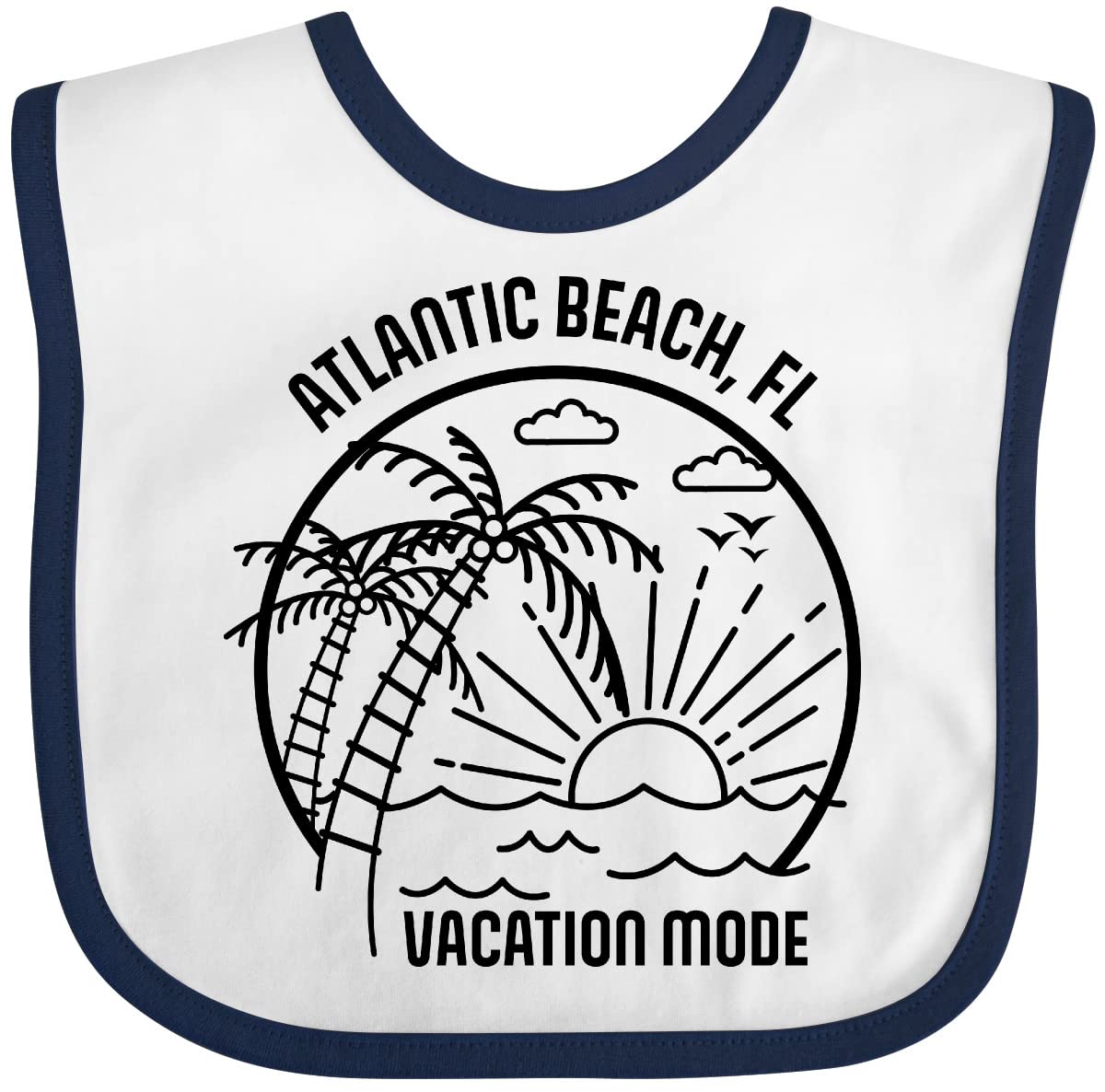 Inktastic Summer Vacation Mode Atlantic Beach Florida Baby Bib - Cute & Soft Cotton Drool Bib for Infants & Toddlers - Perfect for Beach Trips, Travel, and Everyday Use
