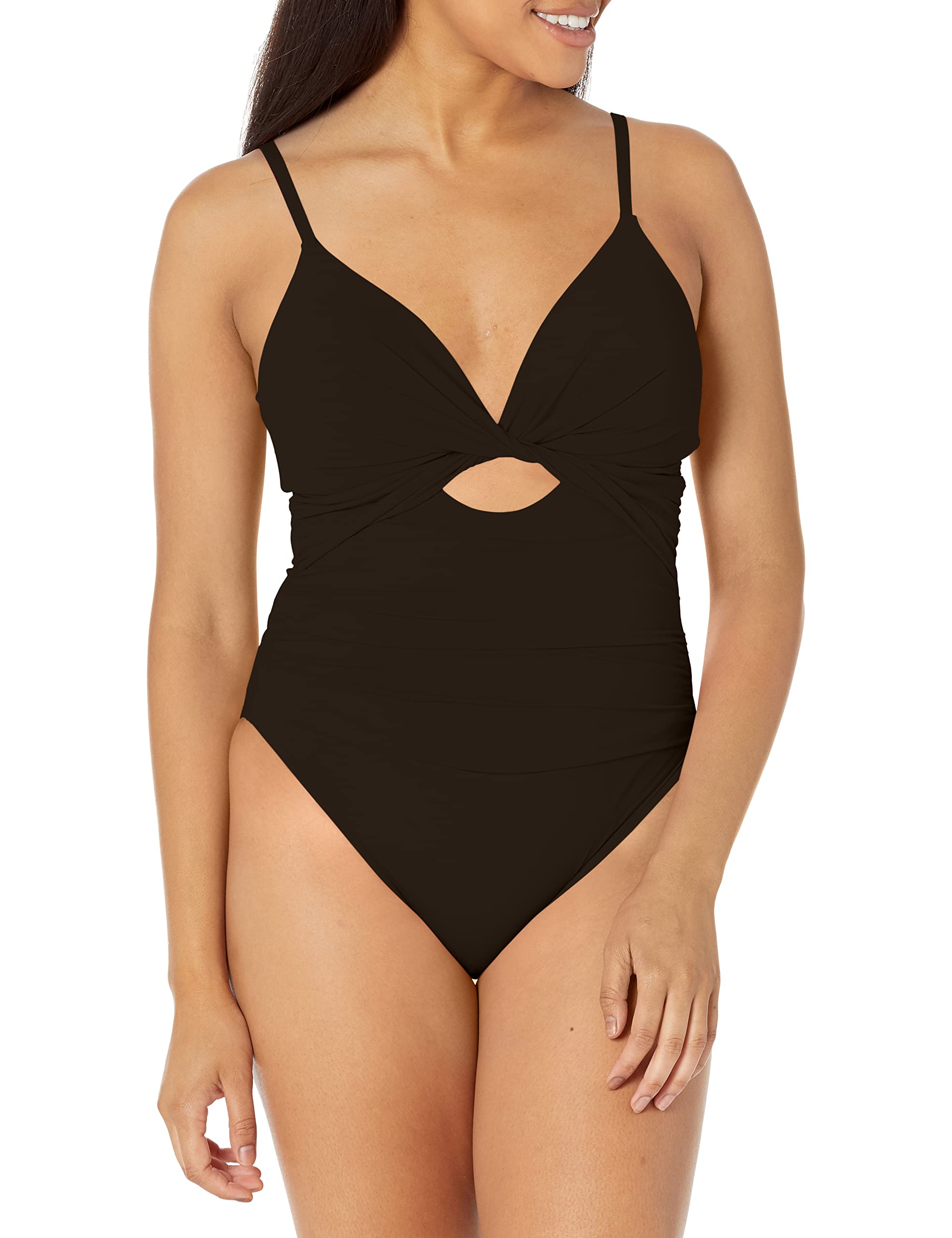 La Blanca Women's One Piece Swimsuit with Twist Keyhole Design - Island Goddess Bathing Suit for Beach Vacation & Pool Party