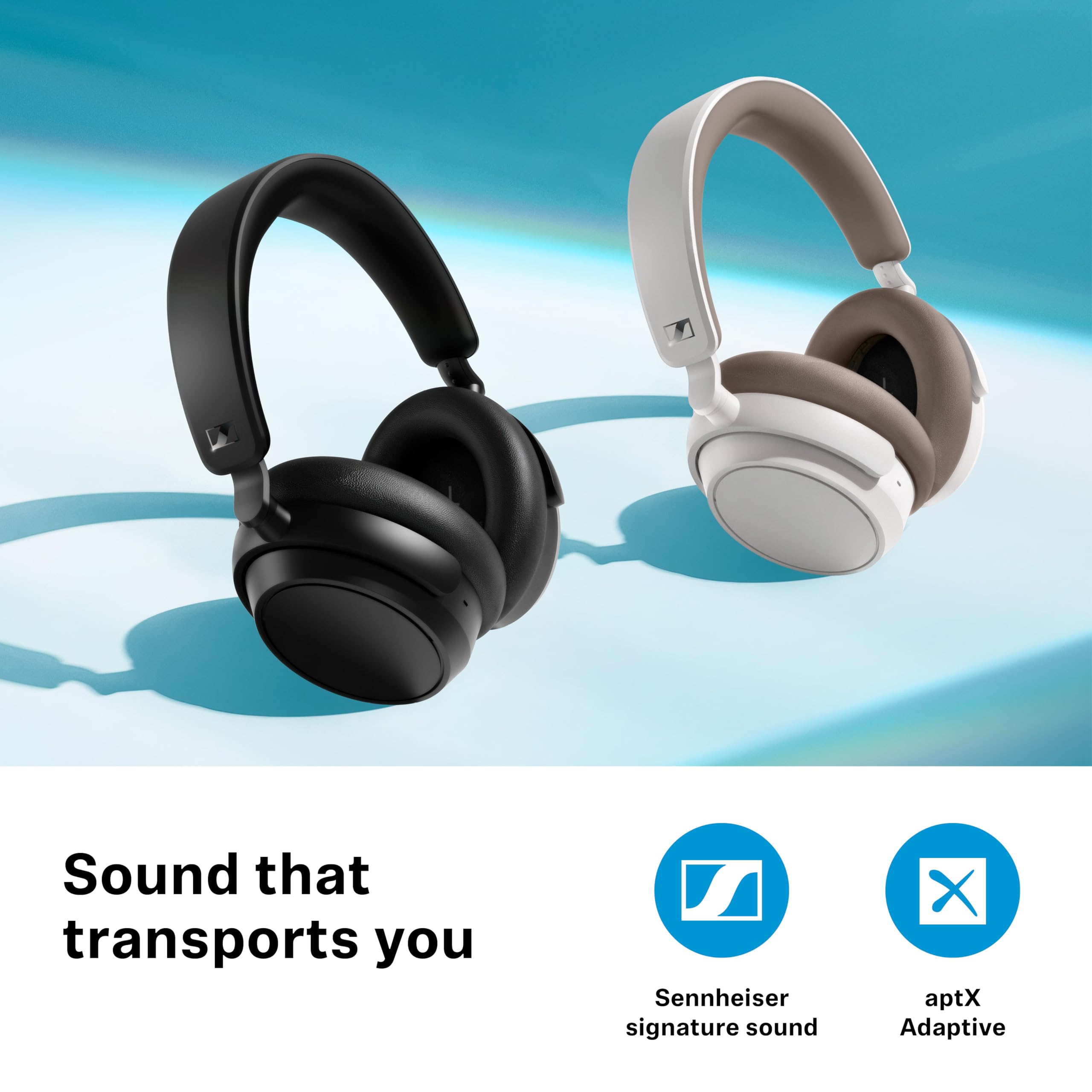 Sennheiser ACCENTUM Plus Wireless Bluetooth Headphones with Quick Charge, 50-Hour Battery Life, Adaptive Hybrid ANC, Sound Personalization & Touch Controls - White | Perfect for Travel, Workouts & Noise-Free Listening