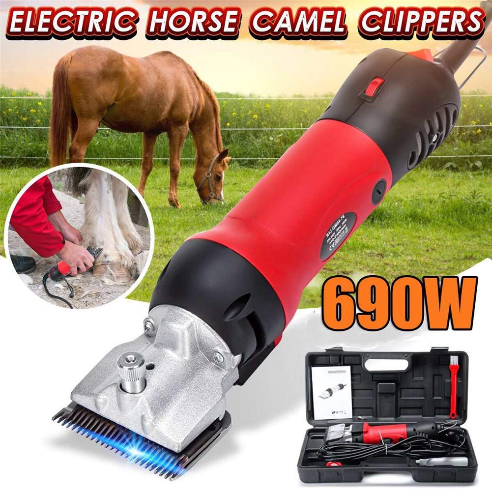 Professional Heavy Duty 690W Electric Horse Clippers - 6 Speed Adjustable Low Vibration Pet Grooming Shears for Horses, Dogs & Livestock | Portable Equine Hair Trimmer for Show Prep, Shedding & Summer Coat Care
