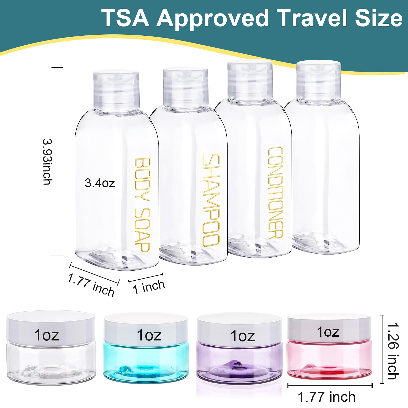 8PCS Leak-Proof Travel Bottles for Toiletries | TSA Approved Squeeze Bottles & Cream Jars with Flip Caps | Perfect for Carry-On Liquids, Shampoo, Lotion & Cosmetics | Ideal for Air Travel, Gym & Vacation
