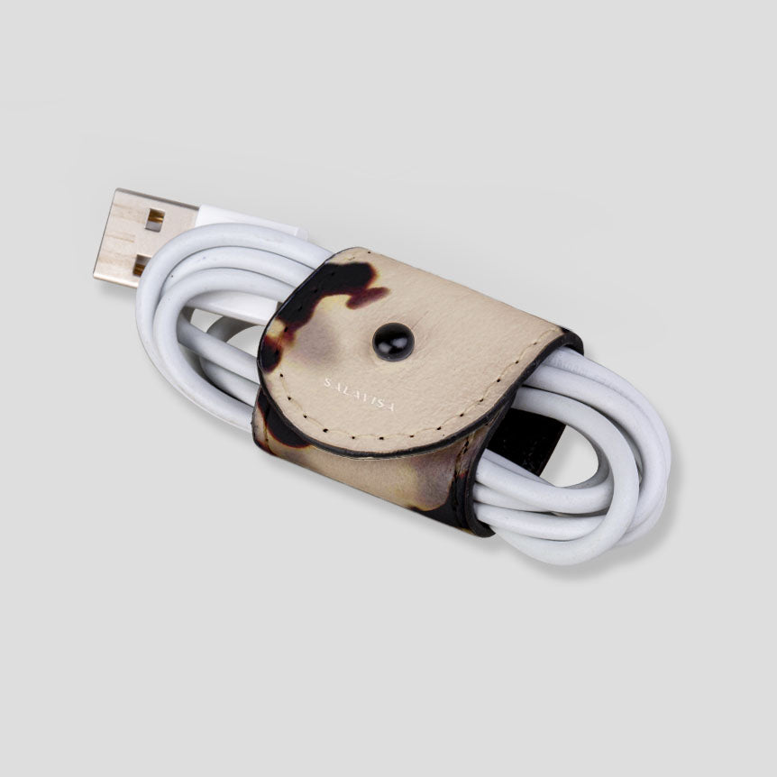 Eco-Friendly Tortoise Crème EcoWrap Cord - Sustainable Cable Organizer for Home, Office & Travel - Perfect for Wrapping Cables, Chargers & Headphones