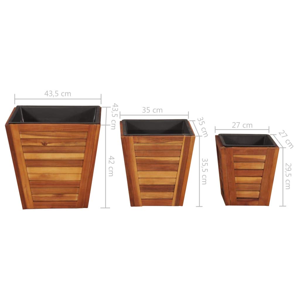Premium Solid Acacia Wood Raised Garden Bed Set - 3-Piece Square Planter Box for Outdoor Flowers, Herbs & Vegetables | Balcony, Patio & Backyard Gardening | Durable Wooden Storage Crates & Plant Containers