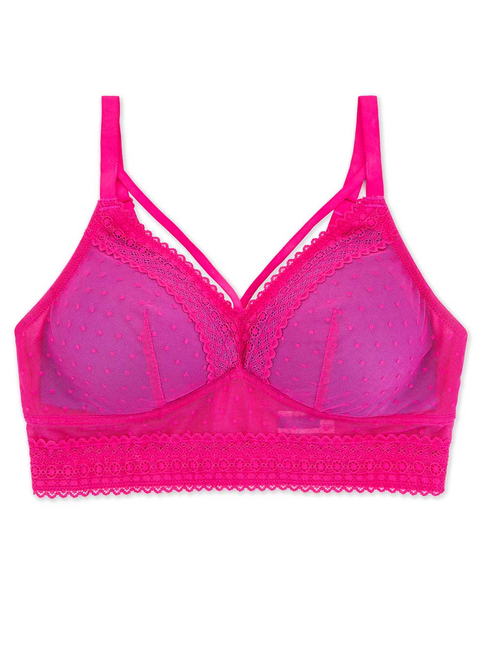Parfait Mia Dot Wire-Free Padded Mesh Bralette - Bright Pink | Comfortable Seamless Support for Everyday Wear, Yoga & Lounge