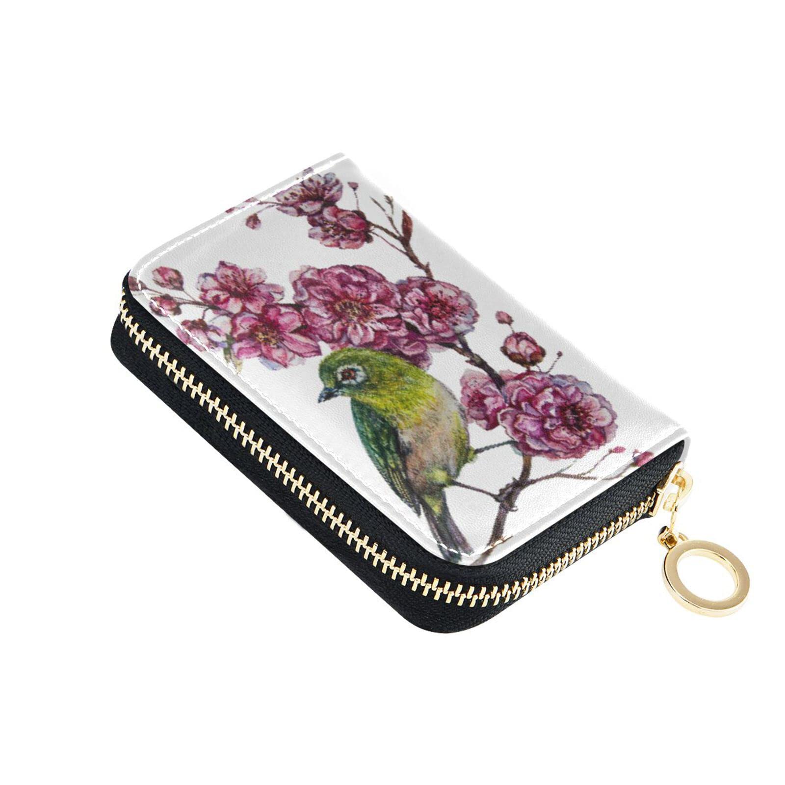 RFID Credit Card Holder for Women - Pink Floral Leather Wallet for Travel & Daily Use