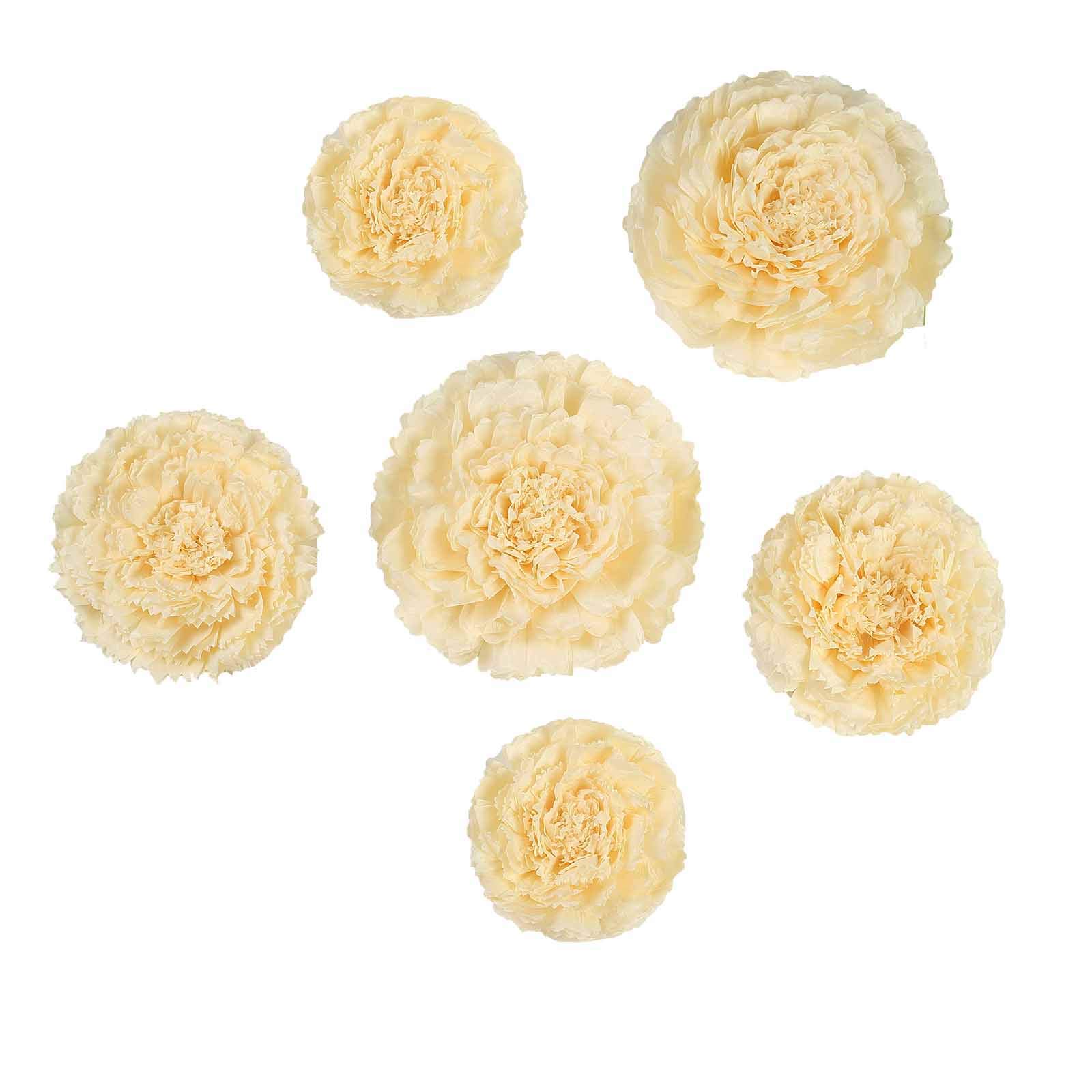 6-Pack Large Ivory & Cream Peony Tissue Paper Flowers (7