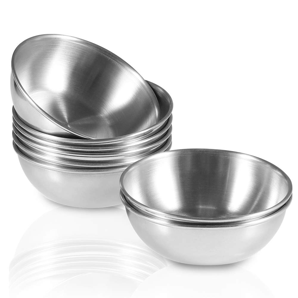 8-Pack 3.2 Inch Stainless Steel Mini Sauce Dishes - Round Individual Saucers for Sushi Dipping, Seasoning, Appetizers - Perfect for Restaurants, Home Kitchens & Party Serving (Silver)