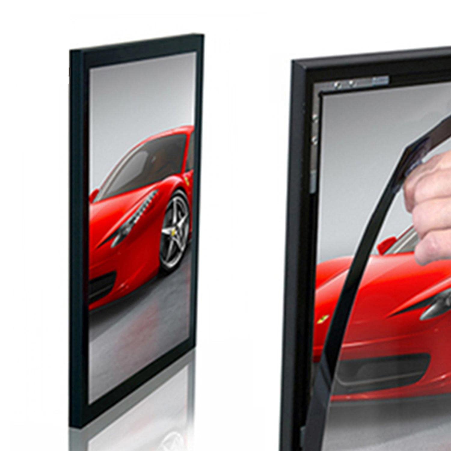 HKSIGN A3 Wall Mounted Black Aluminum Magnetic Picture Frame - LED Light Box Sign for Advertising, Photos & Art Display - Perfect for Retail Stores, Galleries & Home Decor