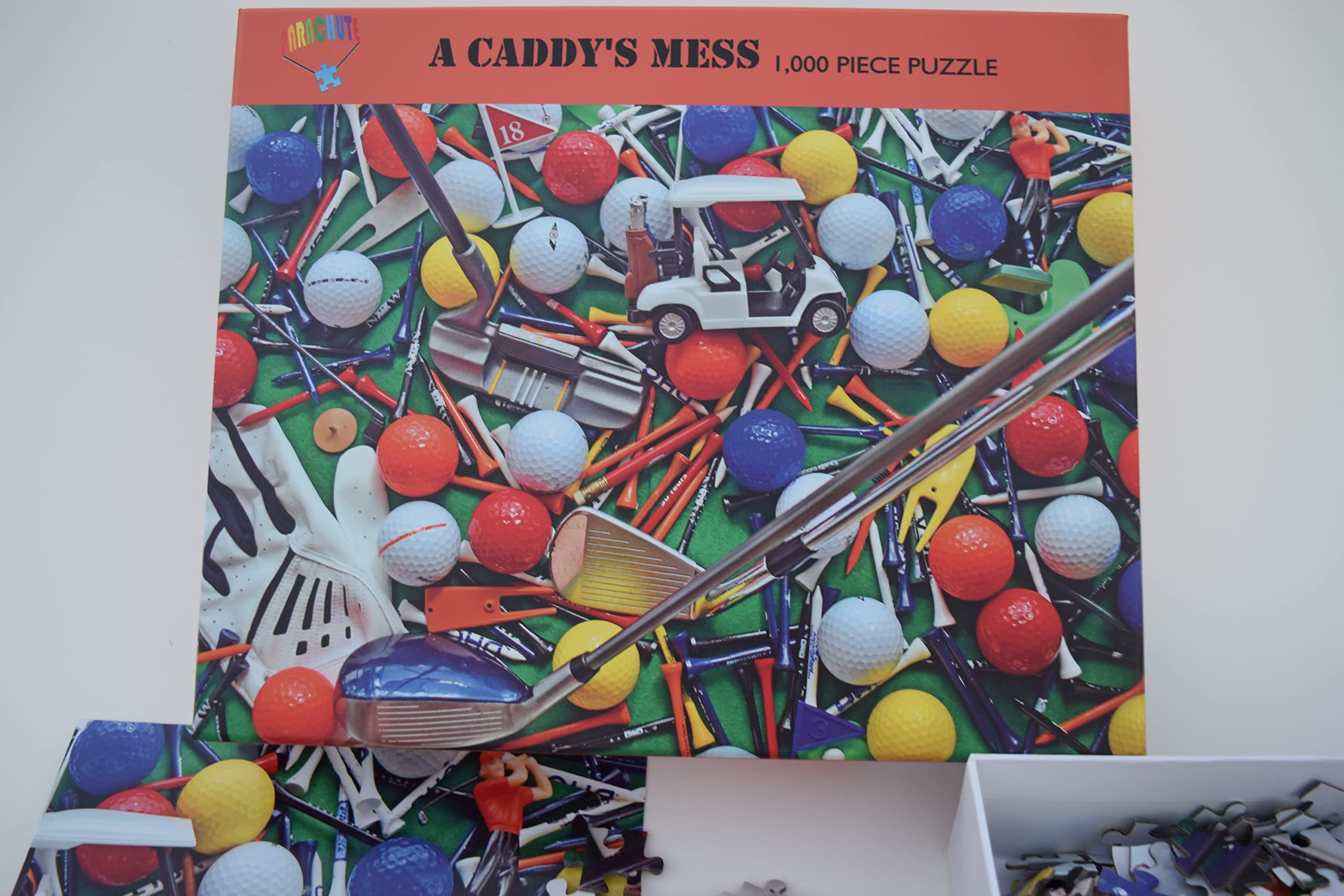 1000 Piece Golf Jigsaw Puzzle - Parachute Puzzles A Caddy's Mess | Challenging Adult Puzzle with Golf Balls & Accessories | Perfect for Golf Lovers, Game Rooms & Relaxation