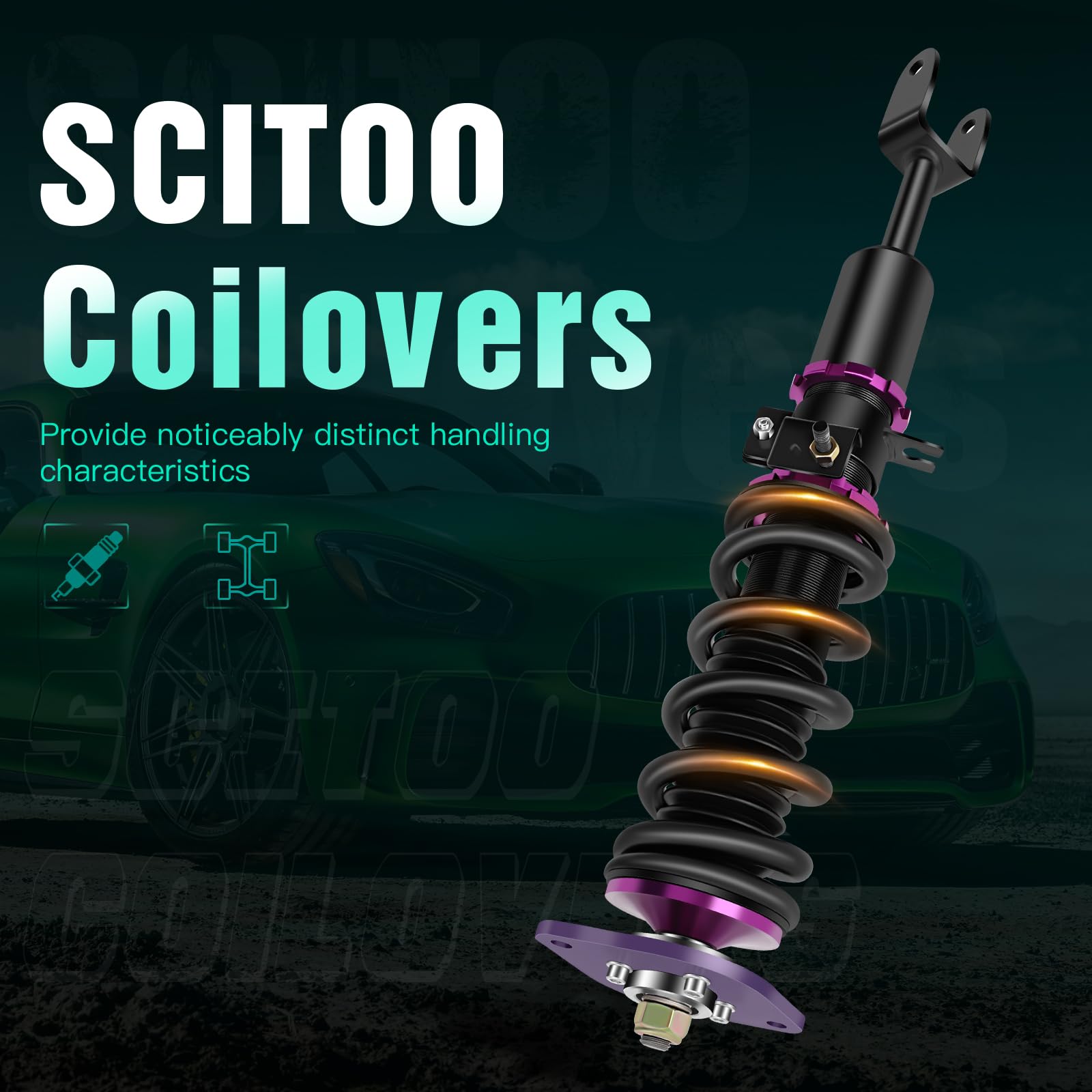 SCITOO Full Coilover Suspension Kit with Shock Struts - Compatible with 2003-2009 Nissan 350Z (Purple) - Performance Upgrade for Street Racing & Drifting