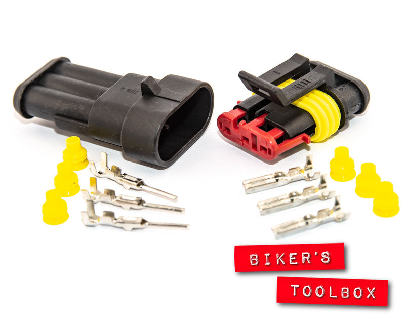 3 Way Superseal Weatherproof Electrical Connector - Waterproof & Dustproof for Automotive, Marine, and Outdoor Lighting Applications