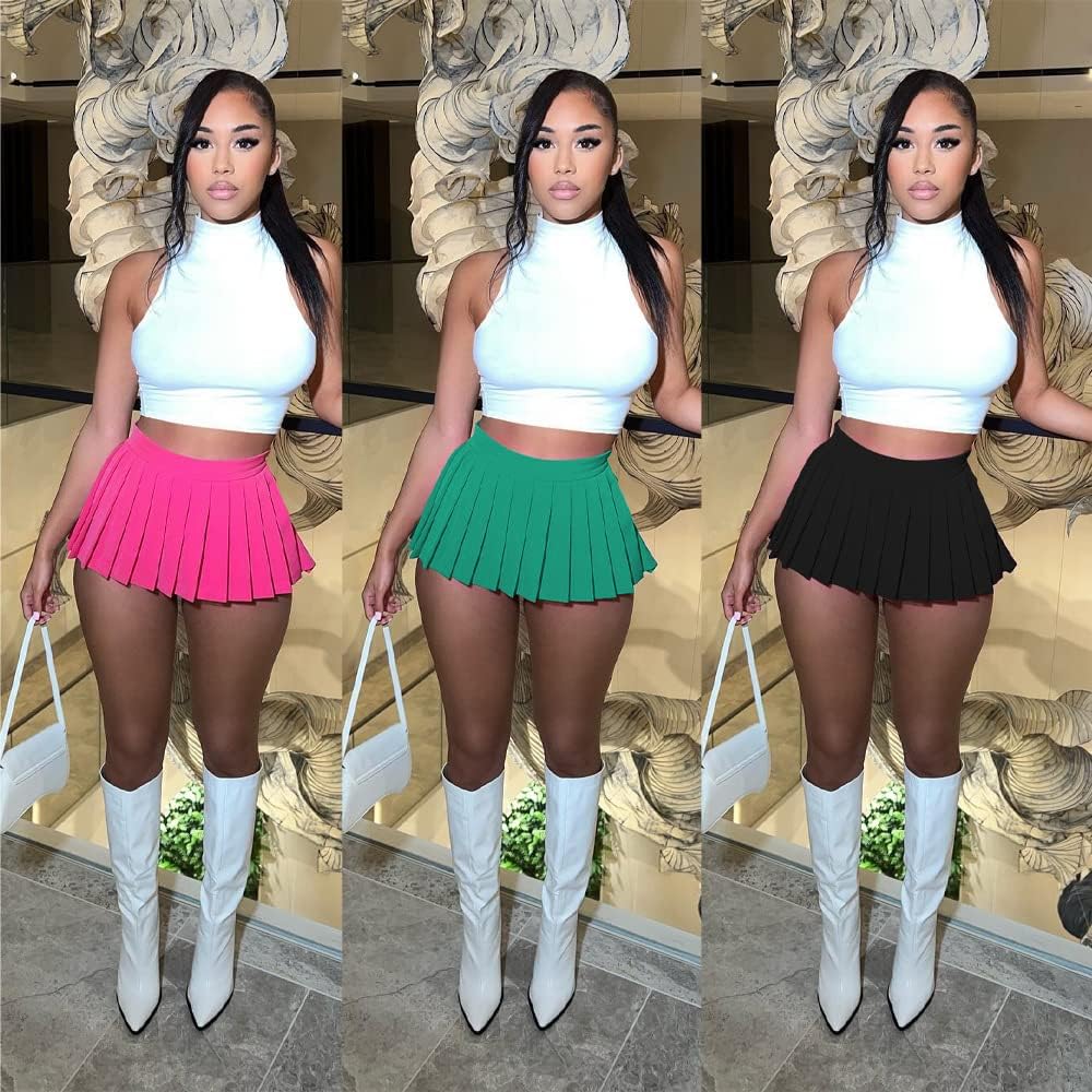 Women's Mini Pleated Cargo Tennis Skirt - Y2K Trendy Skater Skort for Club, School & Casual Wear | 2025 New Collection | Perfect for Street Style, Gym & Night Out