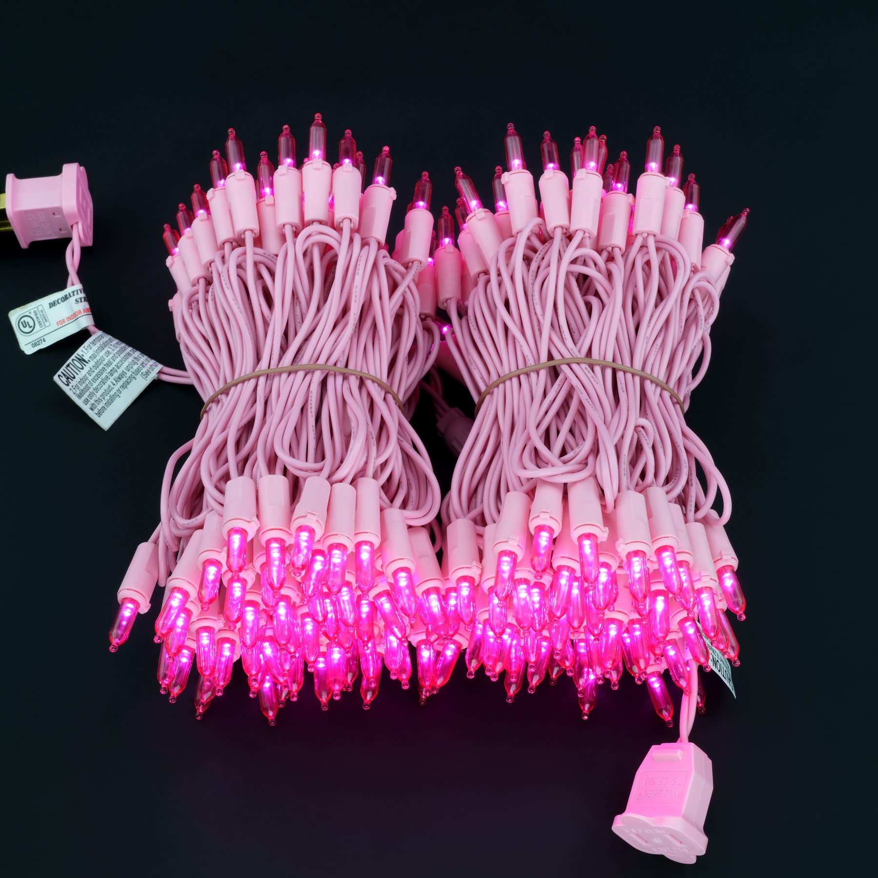 YULETIME 200 Pink LED Christmas Lights - 66ft Waterproof Outdoor String Lights with UL Certification | Perfect for Holiday Decorations, Party Lighting, and Festive Home Decor