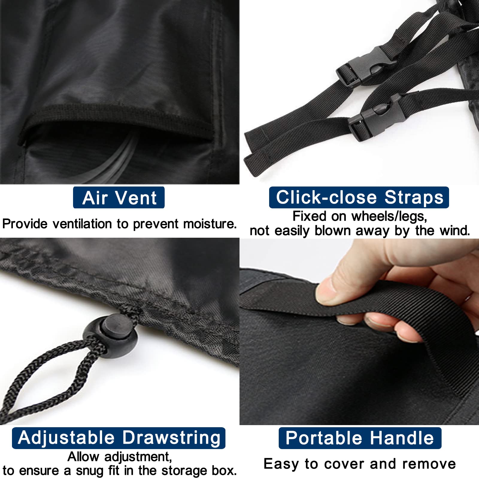 Kingling Waterproof Deck Box Cover for Keter XXL 230 Gallon Storage Box - Outdoor Furniture Protector, Black (58