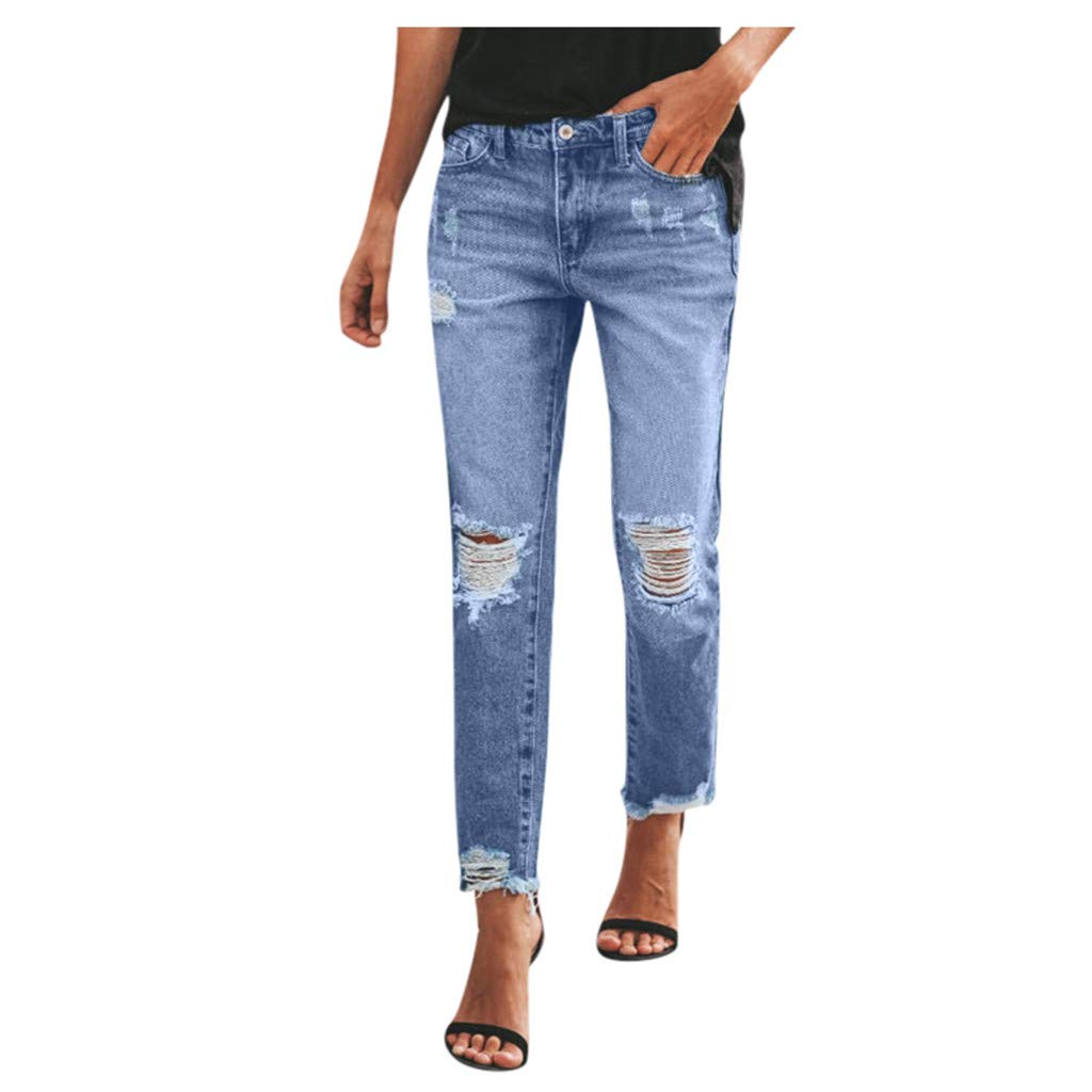 Yoyorule Women's Fashion Ripped Skinny Jeans - Slim Fit Distressed Denim Pants with Unique Patterns | Perfect for Casual Wear, Street Style & Everyday Outfits