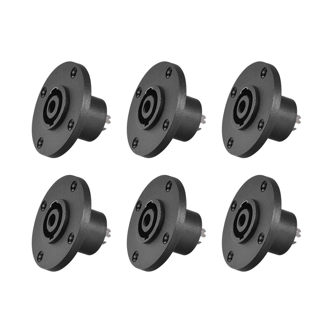 uxcell 4-Pin Panel Mount Speaker Connector - Twist Lock Round Jack Plate with Metal Insert (6 Pack) for Professional Audio Equipment & DIY Speaker Installations