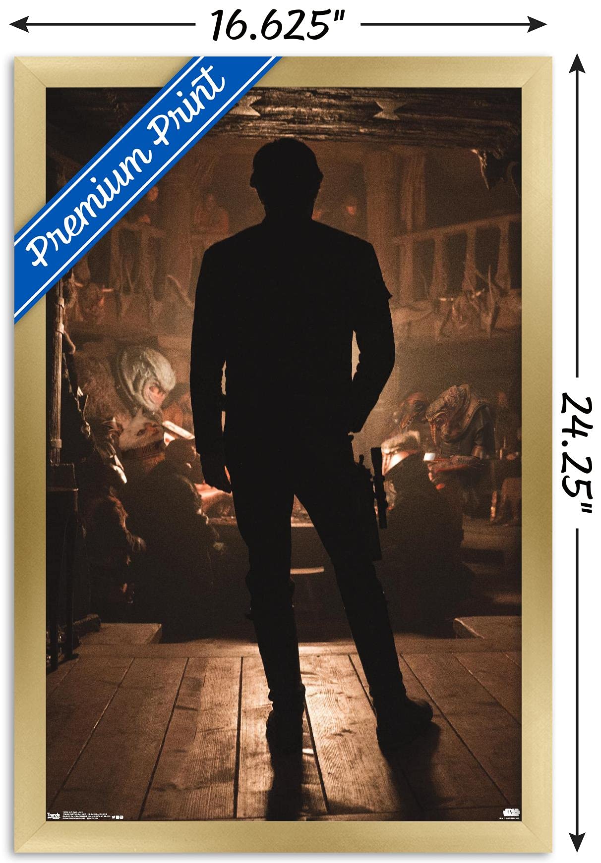 Star Wars Solo Movie Han Solo Gold Framed Wall Poster 22.4x14.7 Inches - Premium Home & Office Decor for Movie Fans & Collectors