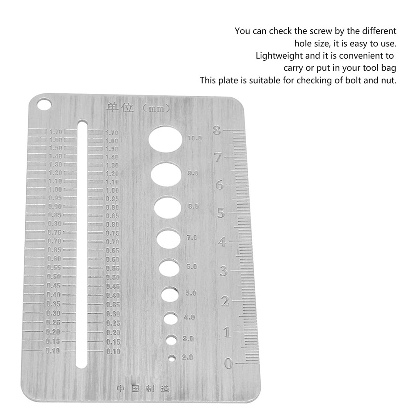 BORDSTRACT 2-10mm Stainless Steel Screw Gauge Plate - Precision Bolt Diameter Measuring Ruler Tool for DIY, Construction, and Engineering Projects