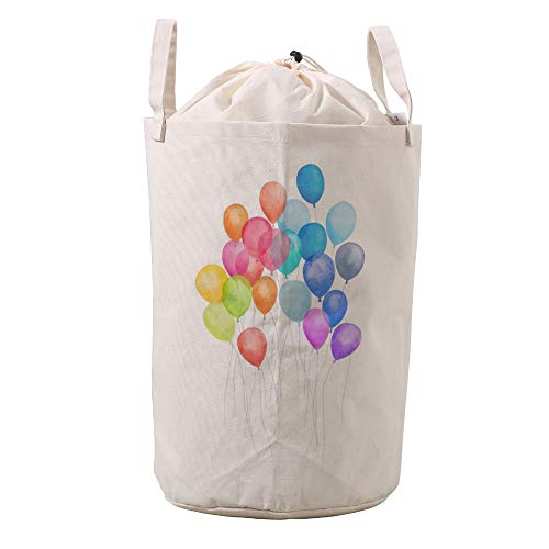 Colorful Balloons Large Laundry Hamper Basket - Foldable Waterproof Clothes Storage Bin with Handles, Toy Organizer & Nursery Hamper for Kids Room, Bedroom, Bathroom, Dorm Organization