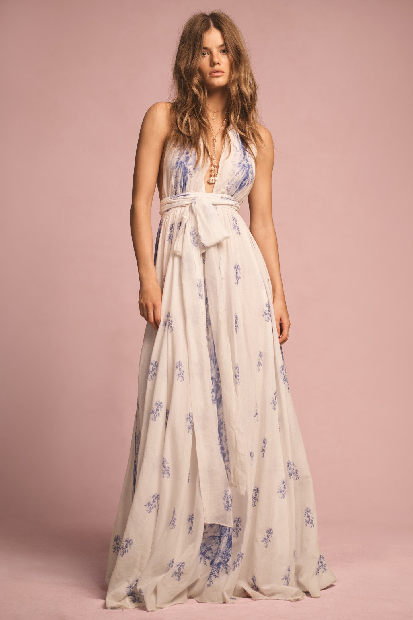 Lilah Cotton Halter Gown - Women's Summer Beach Dress, Boho Maxi Dress with Adjustable Straps | Perfect for Beach Vacations, Pool Parties & Date Nights