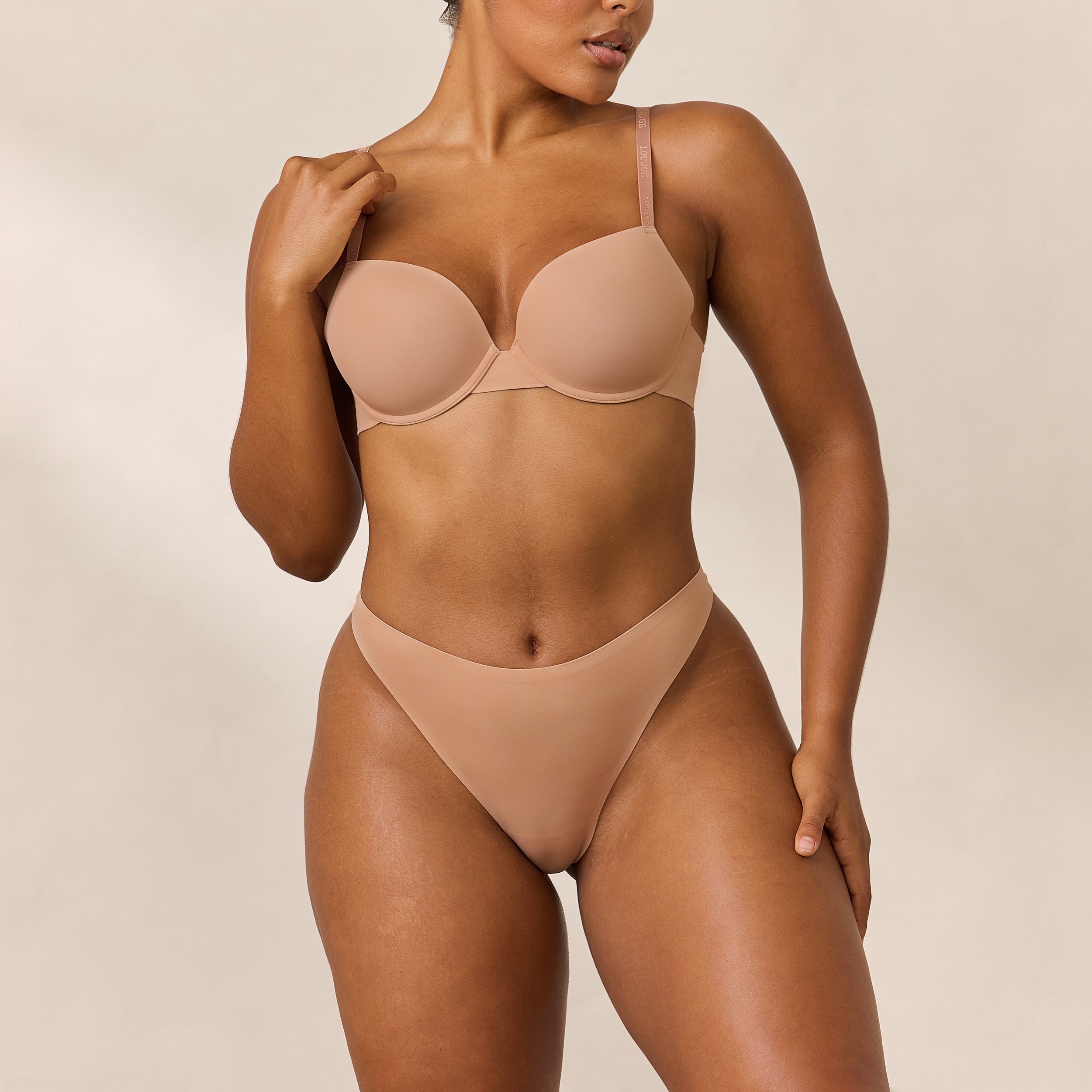 Seamless Invisible T-Shirt Bra for Women - Honey Color | Comfortable No-Show Underwire Bra for Everyday Wear & Layering