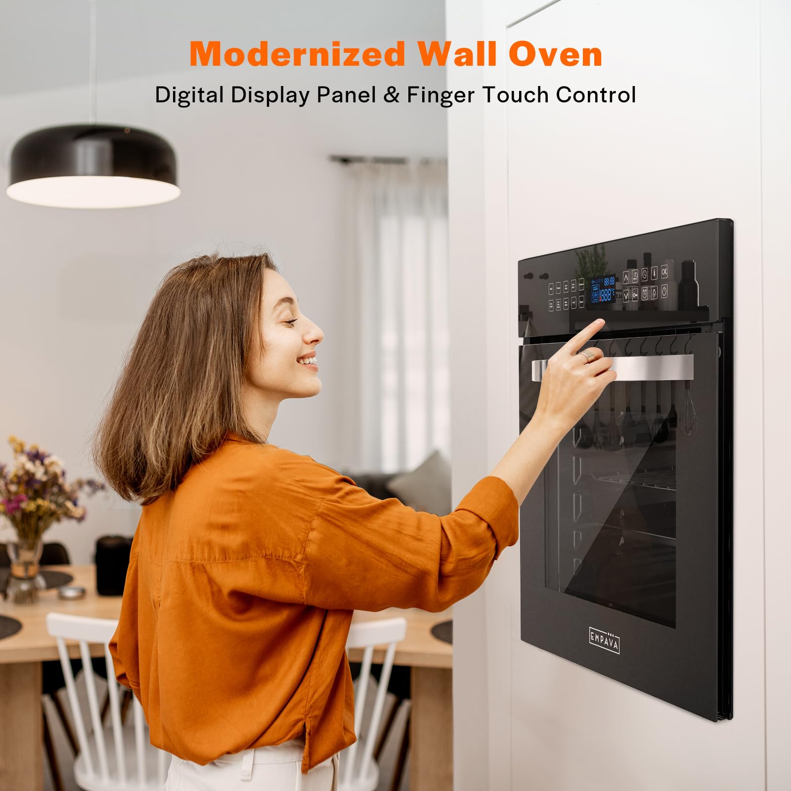 Empava 24 Inch Built-in Electric Single Wall Oven - 10 Cooking Functions, Convection System with Touch Screen Control, 360° Rotisserie - Perfect for Baking, Roasting & Entertaining in Modern Kitchens