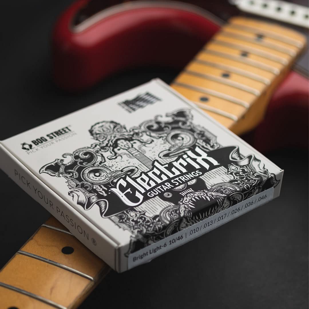 Bog Street ELECTRIX Nickel Hex-Wound Medium (11-48) Electric Guitar Strings - 6 String Set for Rock, Blues & Studio Performance
