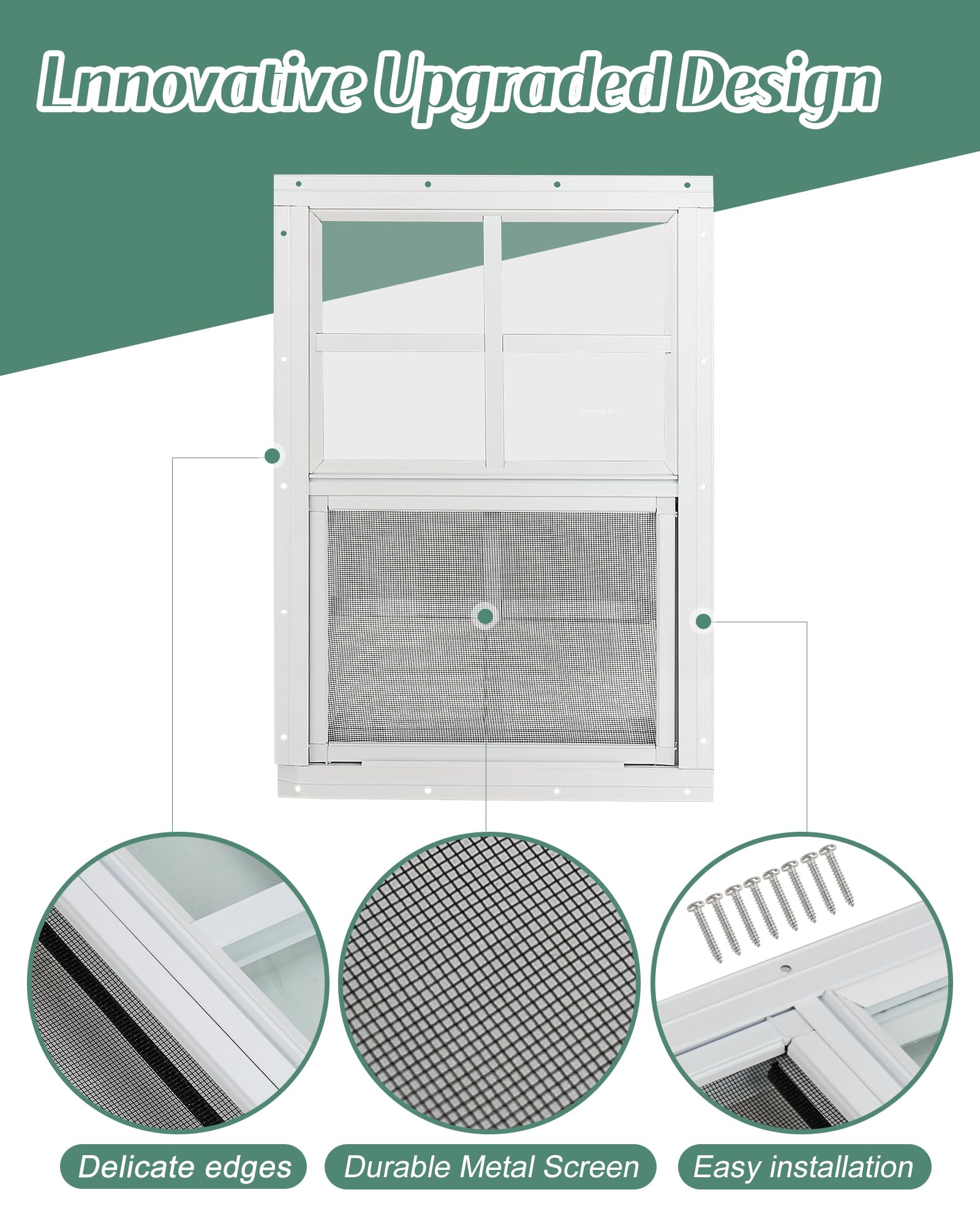 12x18 Inches Shed Window with Screen - 2 Pack Tempered Glass Small Windows for Outdoor Protection - Ideal for Sheds, Chicken Coops, Playhouses & DIY Projects - Weatherproof & Durable Design for Year-Round Use