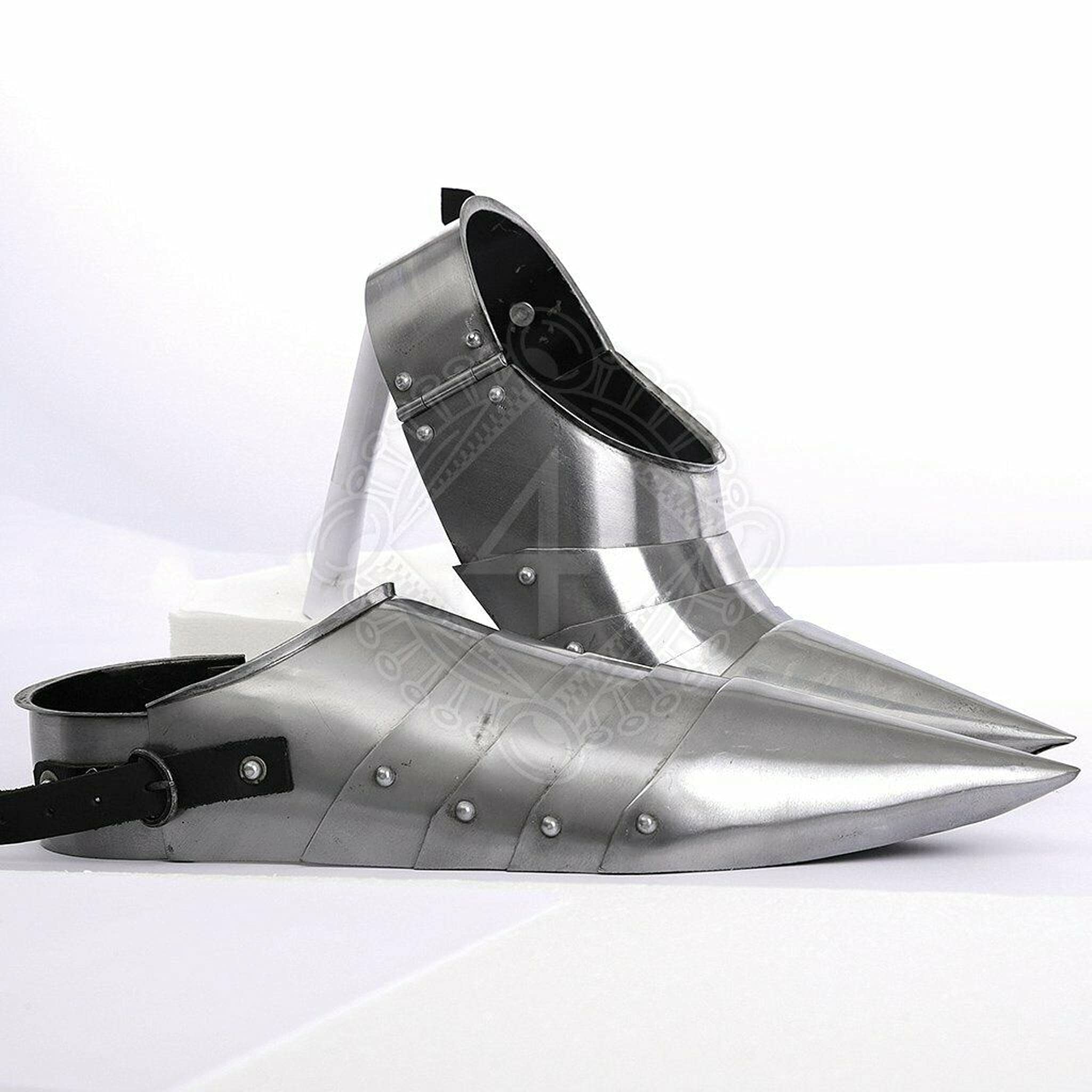 Medieval Knight Armor Boots - Crusader Combat Sabaton Footwear for LARP, SCA, Cosplay & Historical Reenactment | Perfect for Renaissance Fairs, Halloween Costumes & Theater Performances