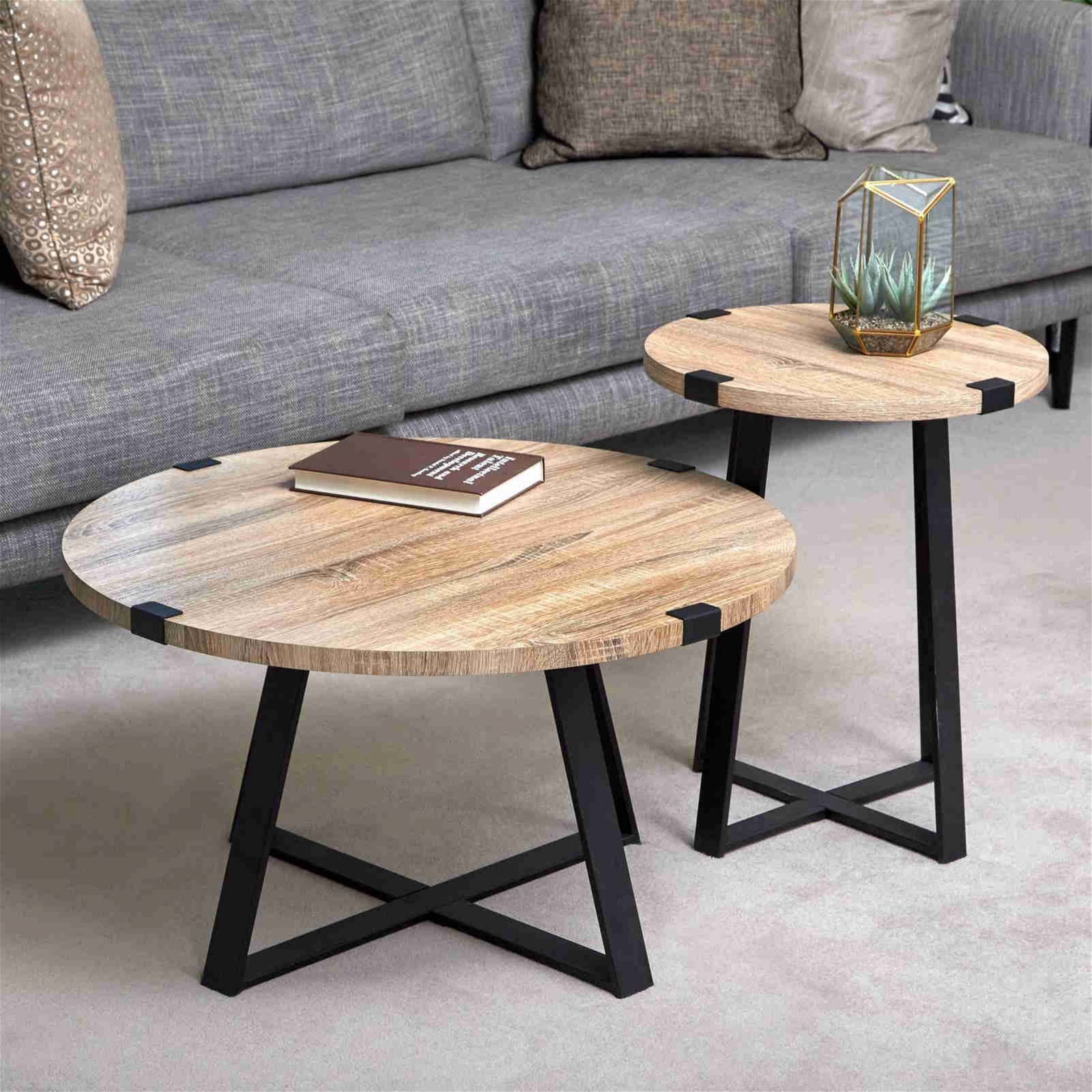 Stylish Oak Capri Round End Table by Criterion - Perfect for Living Room, Bedroom or Office Accent Furniture