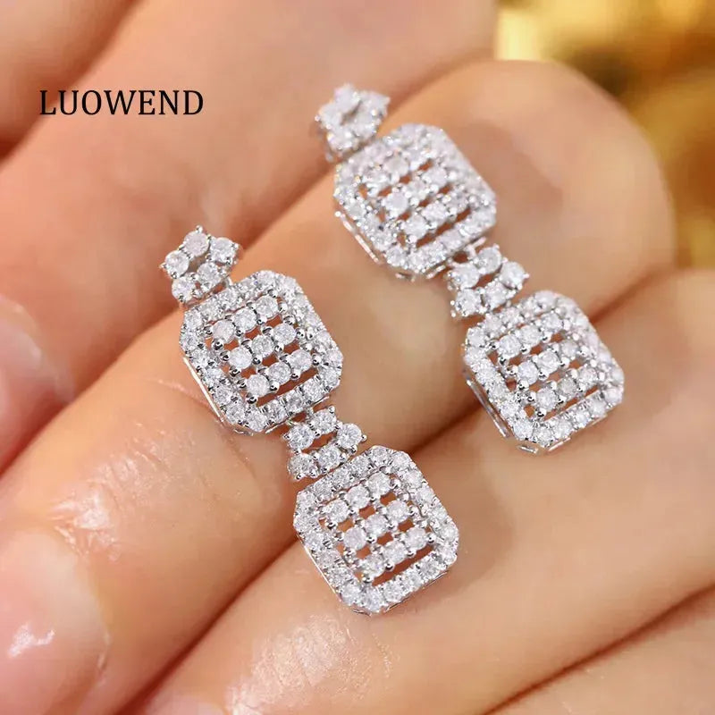 18K White Gold Diamond Drop Earrings for Women - 0.90 Carat Natural Diamond Luxury Wedding Jewelry | Elegant Dangle Earrings for Bridal, Anniversary & Special Occasions