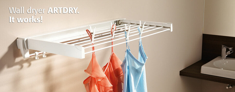 Wall Mounted Clothes Dryer Rack - 100cm White Space-Saving Laundry Drying Solution for Small Bathrooms & Apartments