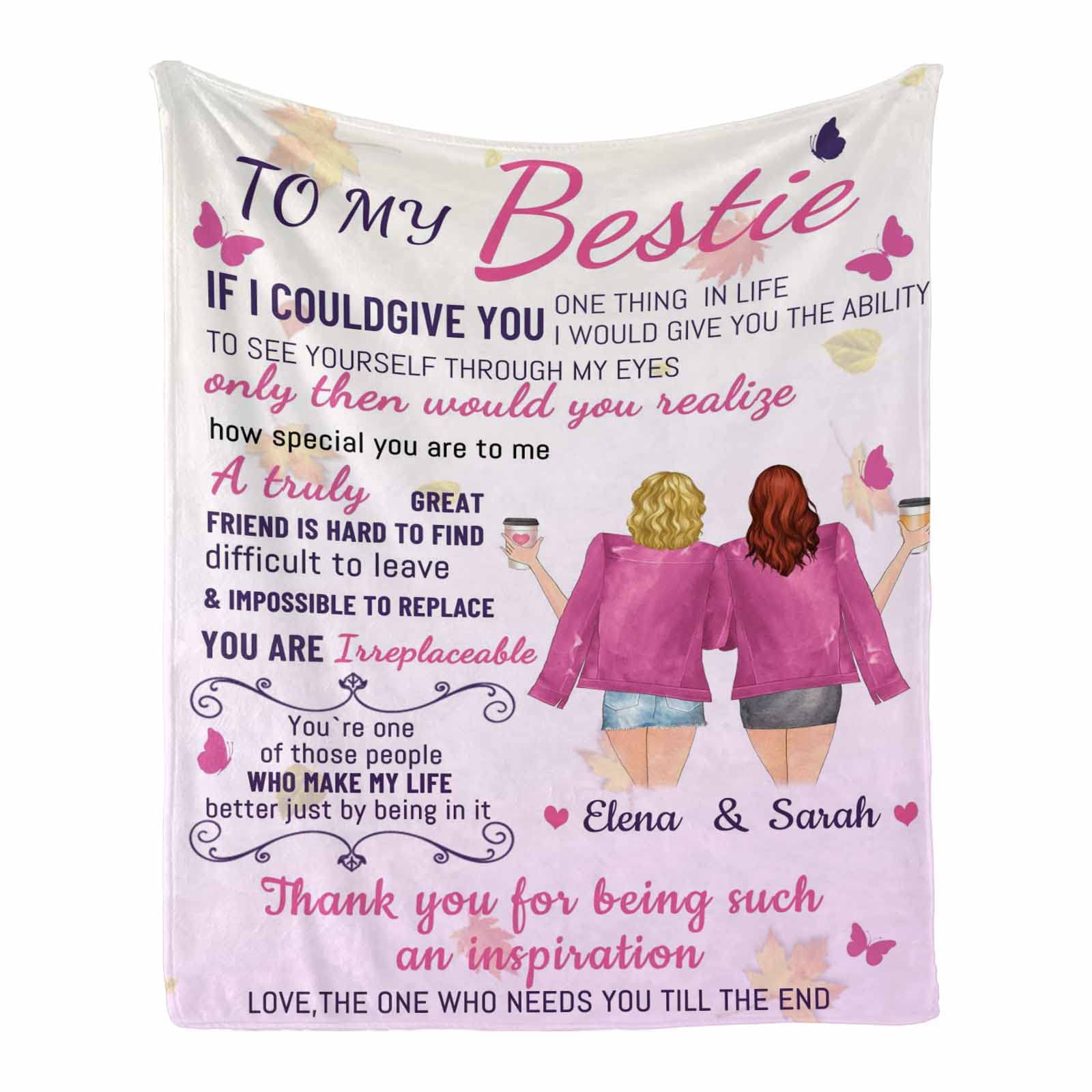 Bestie Birthday Gifts for Sister - Custom Photo Blanket with Heart Design | Thoughtful Sister Gifts, Best Friend Presents | Perfect for Birthdays, Anniversaries & Long-Distance Friendship Keepsakes