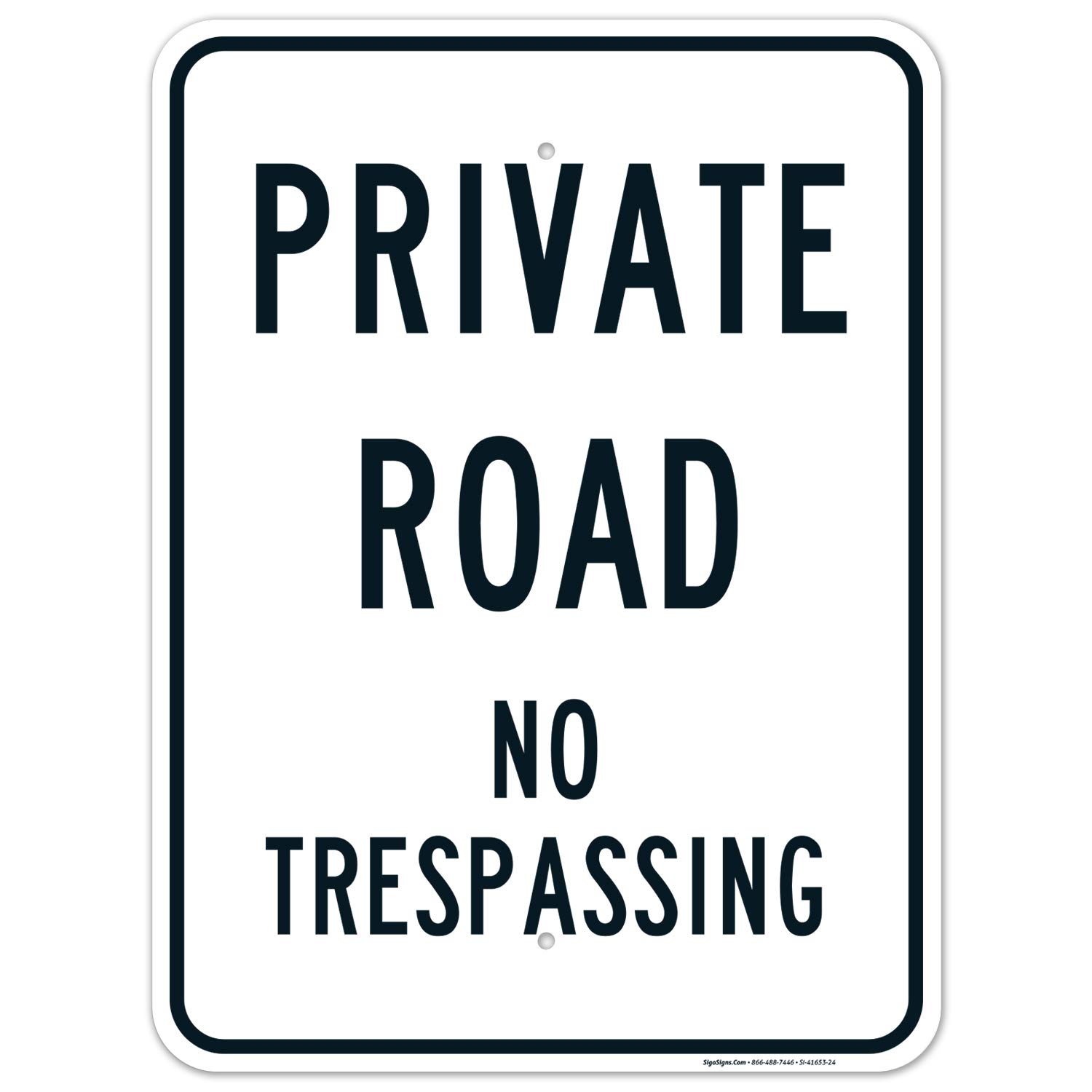 Private Road No Trespassing Sign - 18x24 Inches Rust-Free .063 Aluminum - Fade Resistant & Easy Mounting - Indoor/Outdoor Use - Made in USA - Perfect for Driveways, Farms & Property Boundaries
