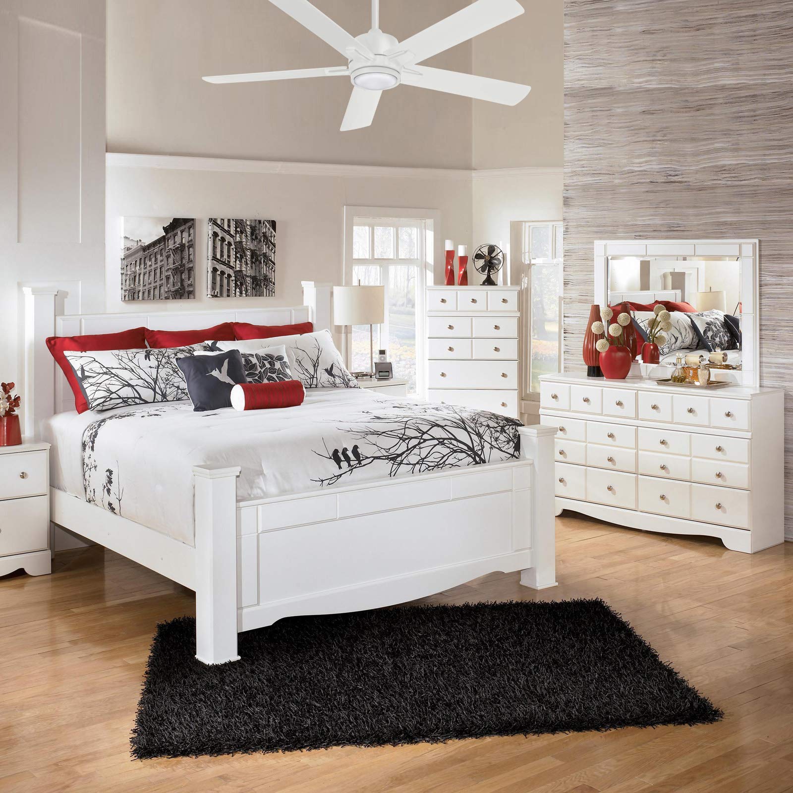 MINKA-AIRE F619L-WHF Stout 54 Inch Ceiling Fan with LED Light Kit, Remote Control, Flat White Finish - Perfect for Living Room, Bedroom, and Outdoor Covered Patios