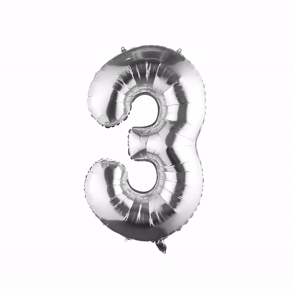 Balloonify Silver Mylar Number 3 Balloon - 40 Inch Large Foil Helium Balloon for Birthday Party Decorations, Baby Showers & Anniversary Celebrations (1 Count Box)