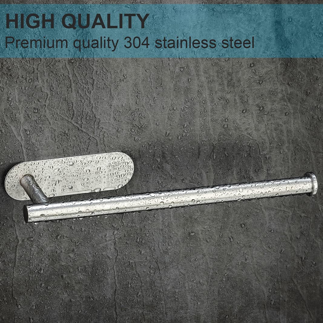 Stainless Steel Under Cabinet Paper Towel Holder 2 Pack - Wall Mount Kitchen & Bathroom Paper Towel Rack with Self Adhesive & Screws for Home, RV, Office (Silver) - Space Saving & Easy Access for Countertops