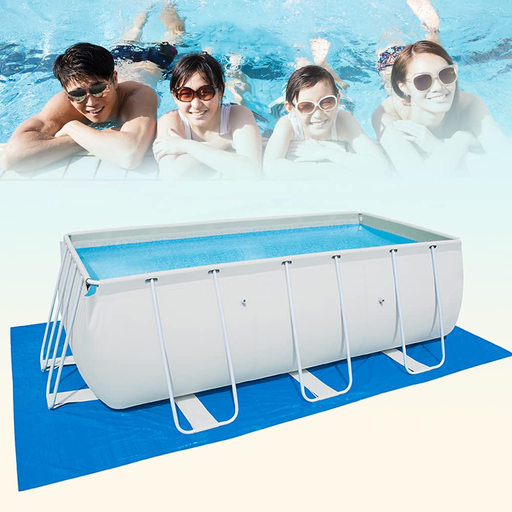 iKASUS Heavy Duty Pool Ground Cloth for Above Ground Pools - Waterproof Rectangular Swimming Pool Mat Protector with Reinforced Edges | Foldable Tarpaulin Cover for Frame Pools, Paddling Pools & Hot Tubs | Perfect for Backyard, Patio & Outdoor Water Activities