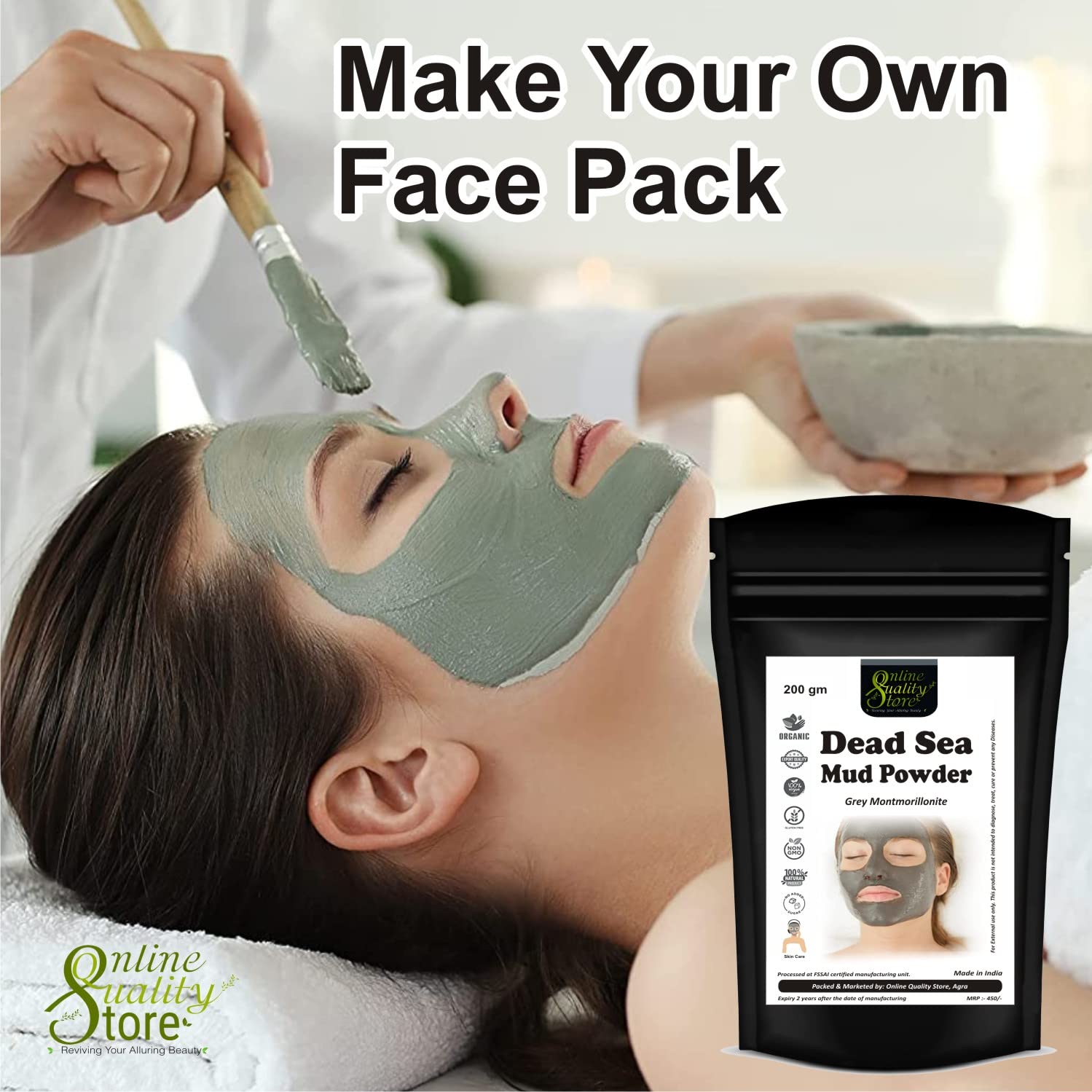 100% Natural Dead Sea Mud Powder Mask - 200g for Face, Body & Hair Care | Revitalizing & Exfoliating Treatment | Perfect for Spa Day, Acne Treatment & Skin Detox | USA Seller