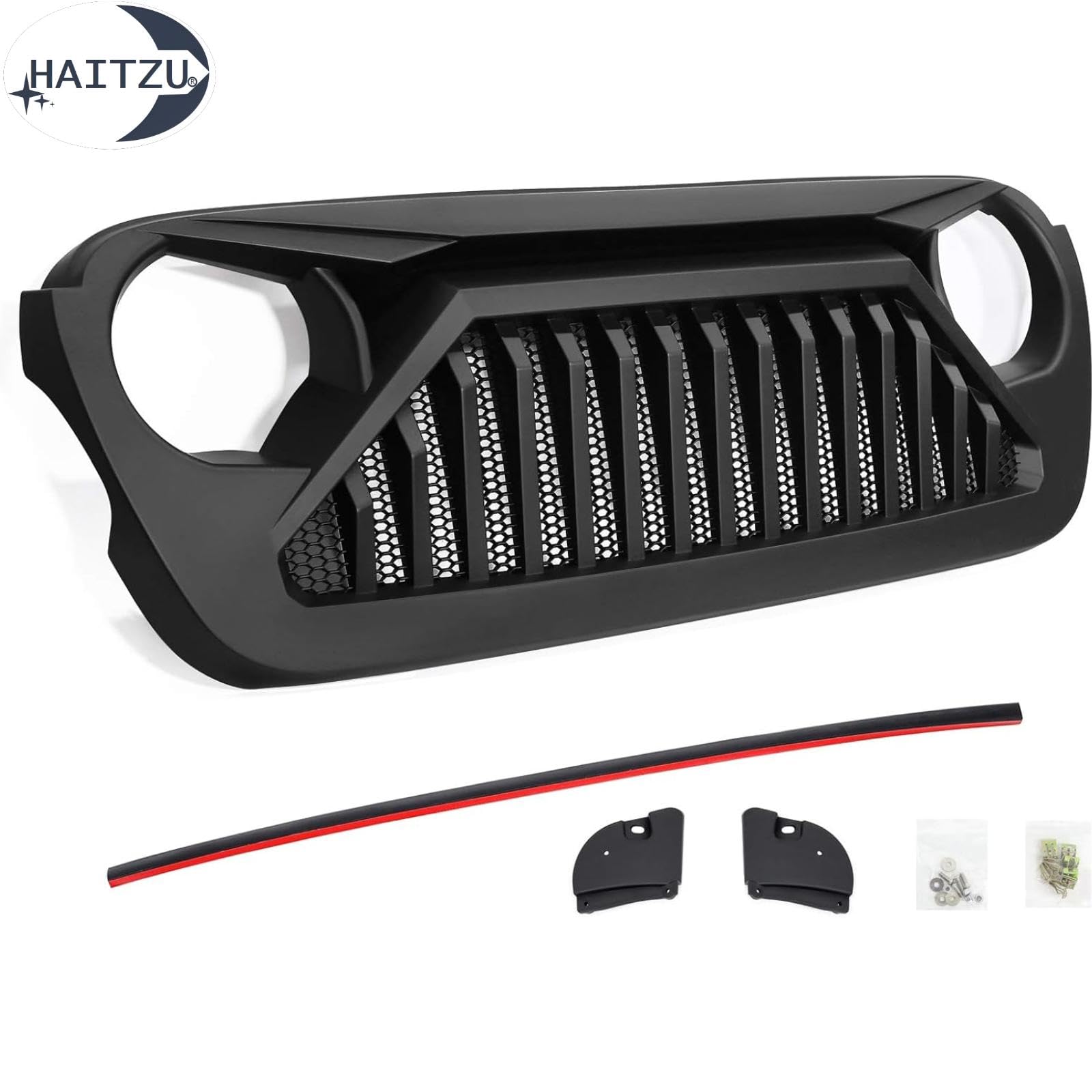Jeep Wrangler JL JLU JT 2018-2022 & Gladiator Angry Vader Front Grille Replacement - Compatible with Unlimited, Rubicon, Sahara, Sport Models | Durable Aftermarket Grill Upgrade for Off-Road & Custom Look