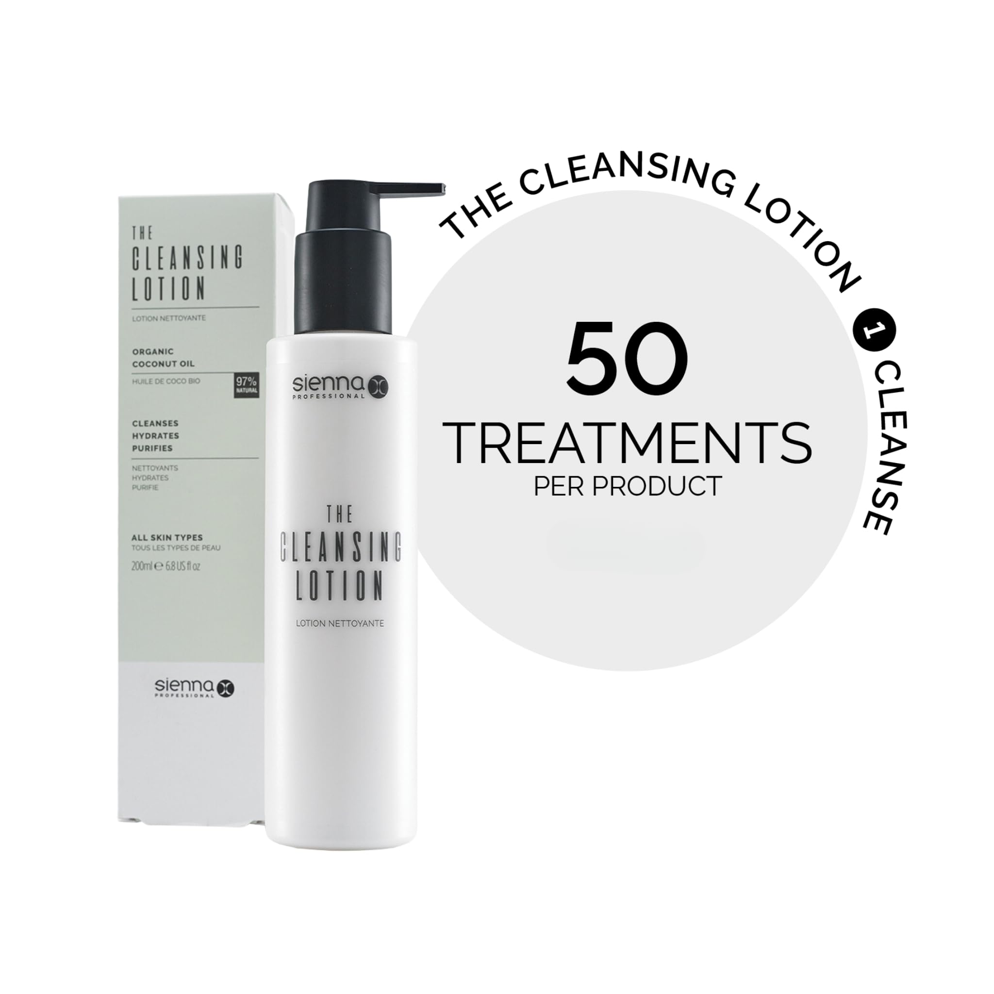 Sienna X The Cleansing Lotion 200ml - Coconut Oil Makeup Remover & Moisturizing Face Wash for Oily & Acne-Prone Skin | Gentle Daily Cleanser for Men & Women | Restores Hydration & Purifies Skin | Ideal for Morning & Night Skincare Routine