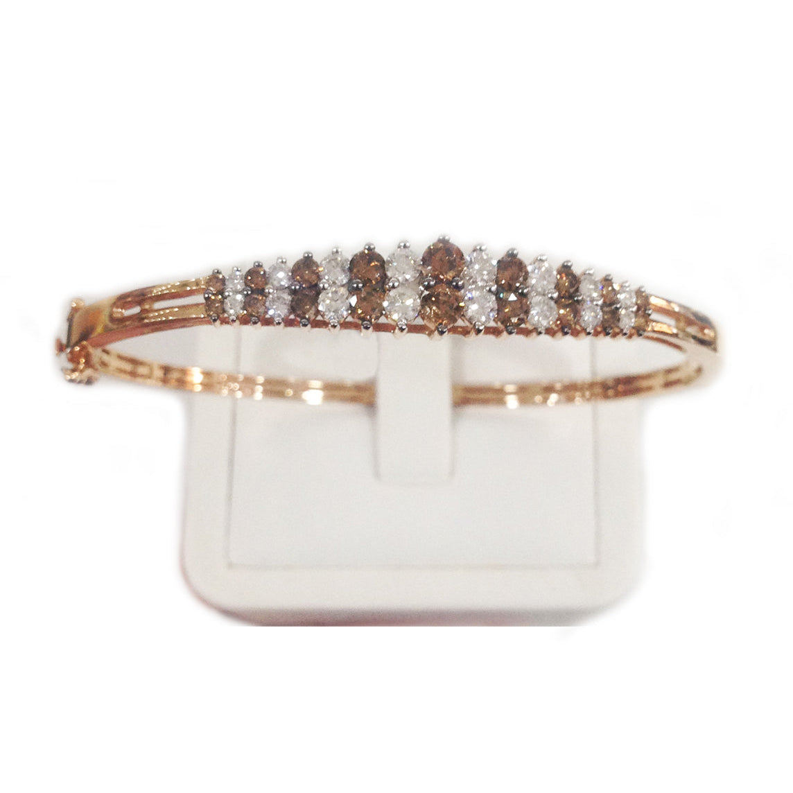 Luxury Chocolate Diamond Pyramid Bangle Bracelet for Women - Elegant Gold Plated Jewelry Gift for Anniversary, Birthday & Special Occasions