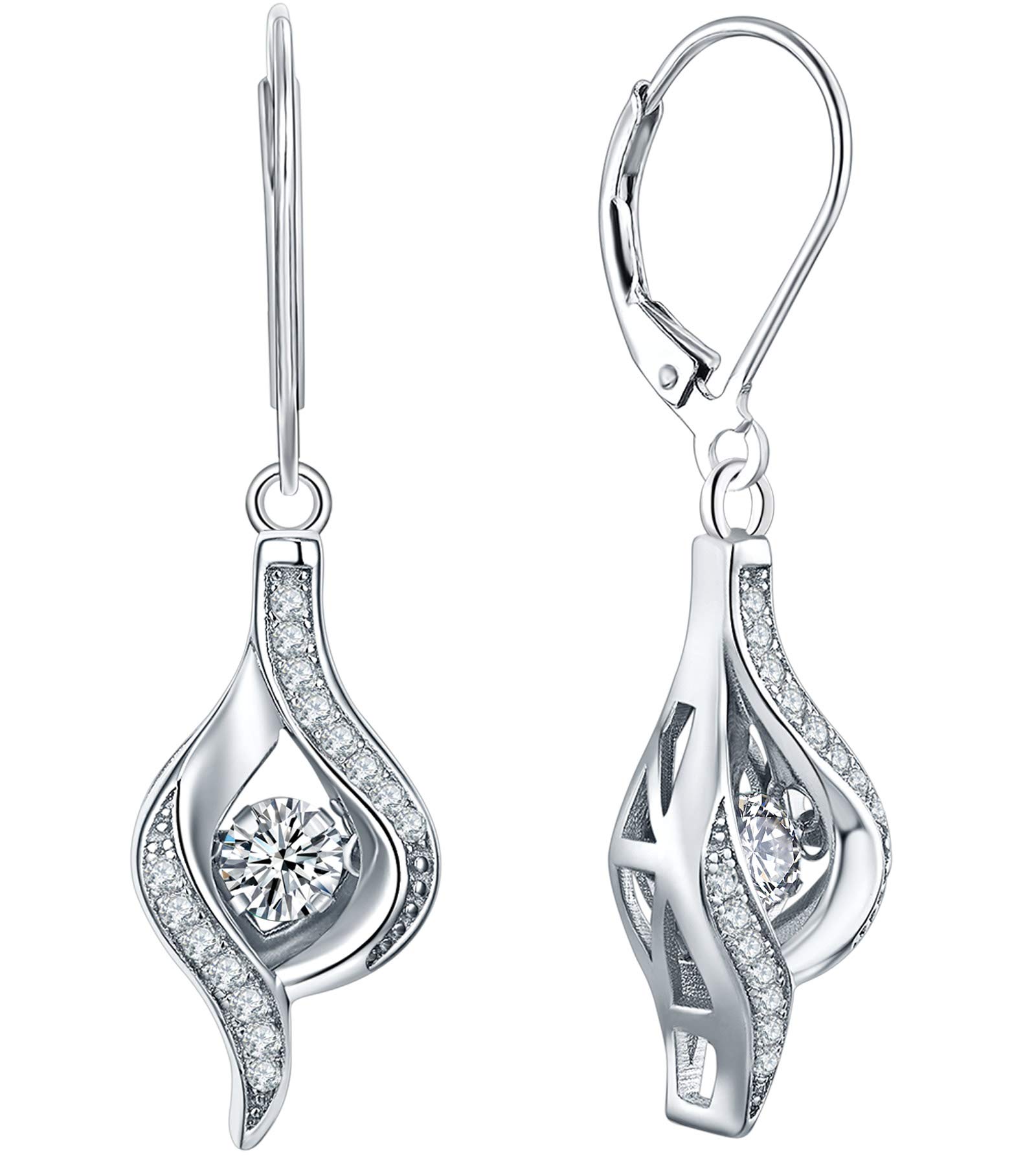 925 Sterling Silver YL Eye Dangle Earrings with Birthstone - Elegant Halo Jewelry for Women | Perfect for Parties, Weddings & Everyday Wear