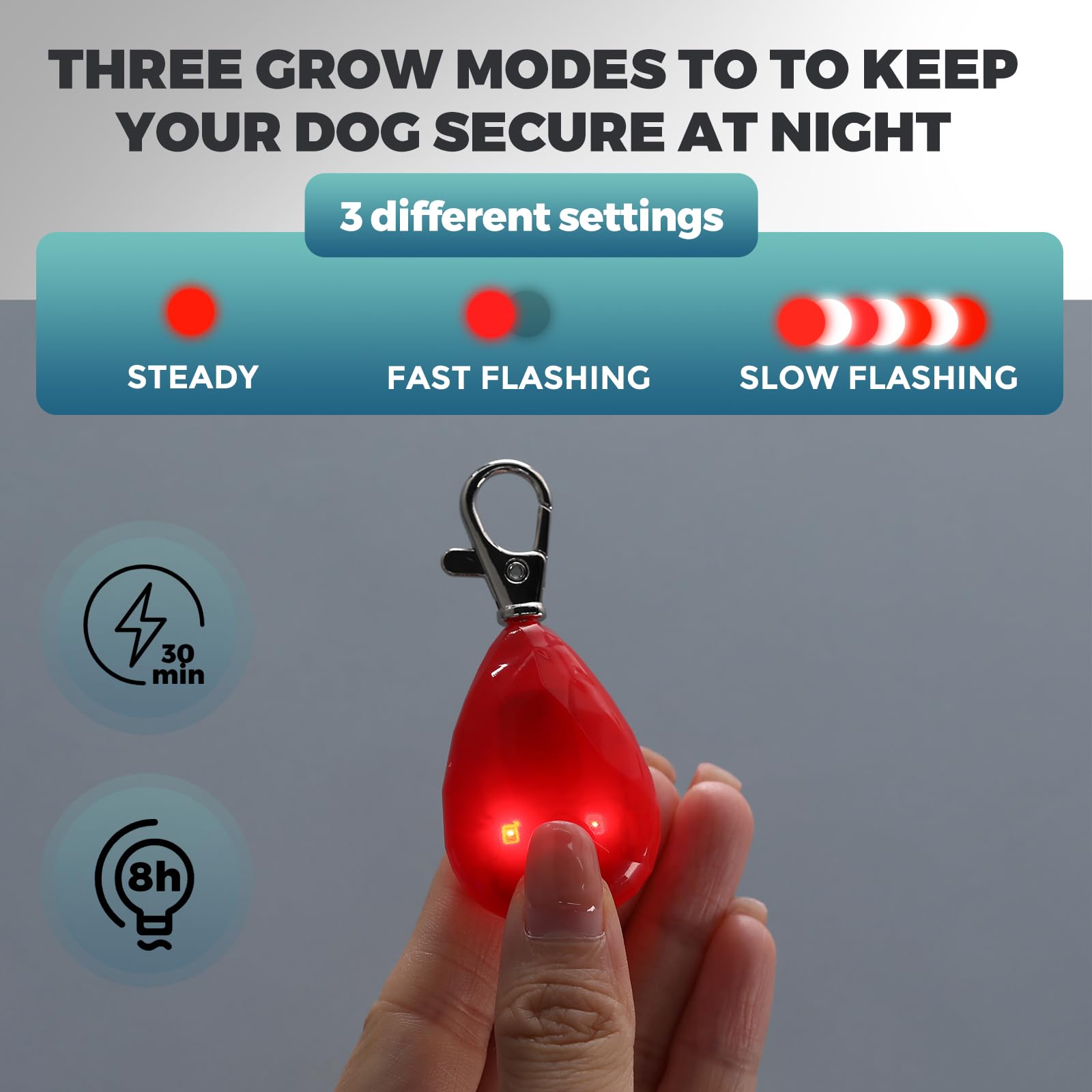 LEIFIDE Rechargeable LED Dog Collar Lights - 4 Pack Waterproof Pet Safety Lights for Night Walking, Running & Camping