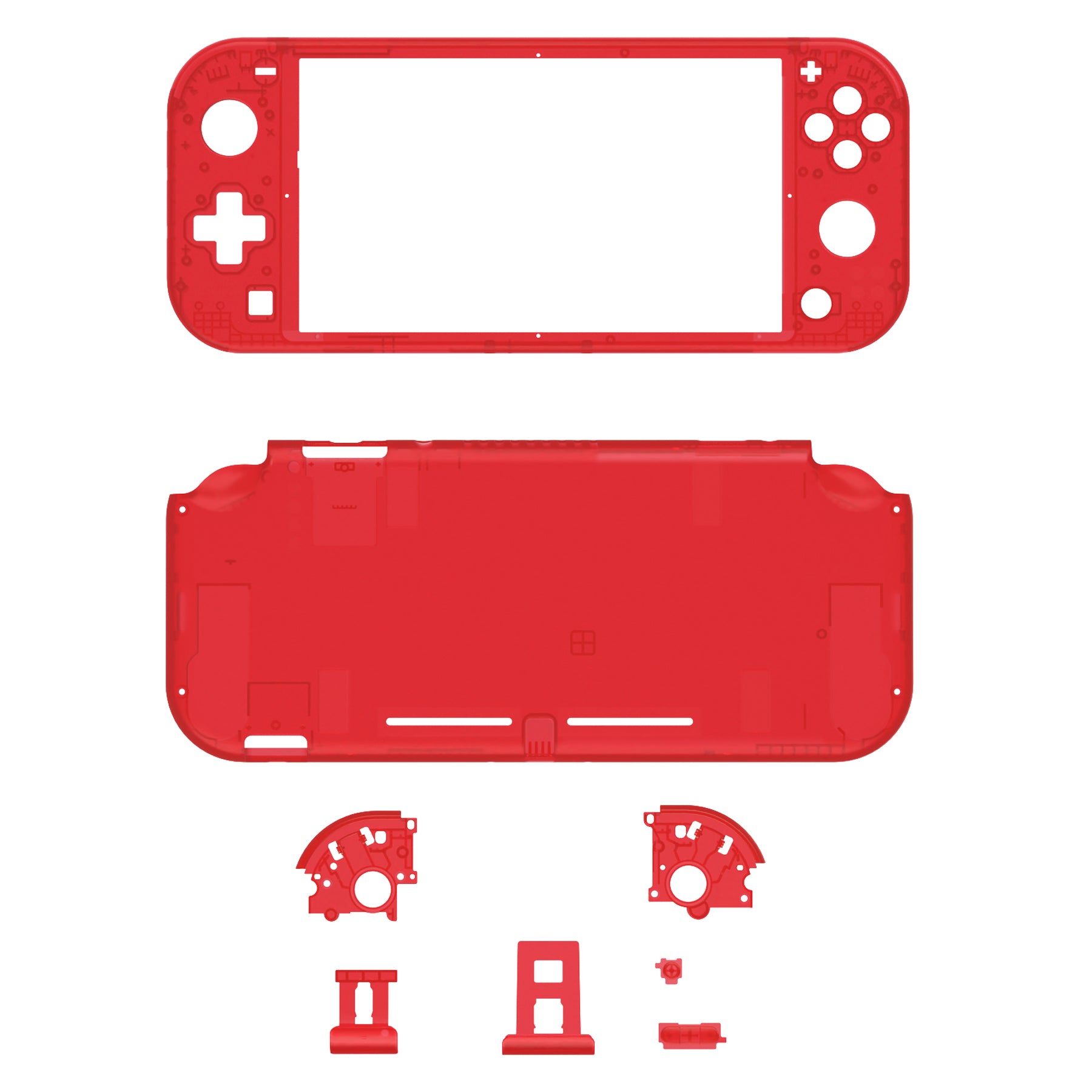 eXtremeRate Clear Red DIY Replacement Shell for Nintendo Switch Lite - Custom Controller Housing with Screen Protector | Perfect for Gaming Enthusiasts & DIY Modders | Enhance Your NSL Handheld Experience