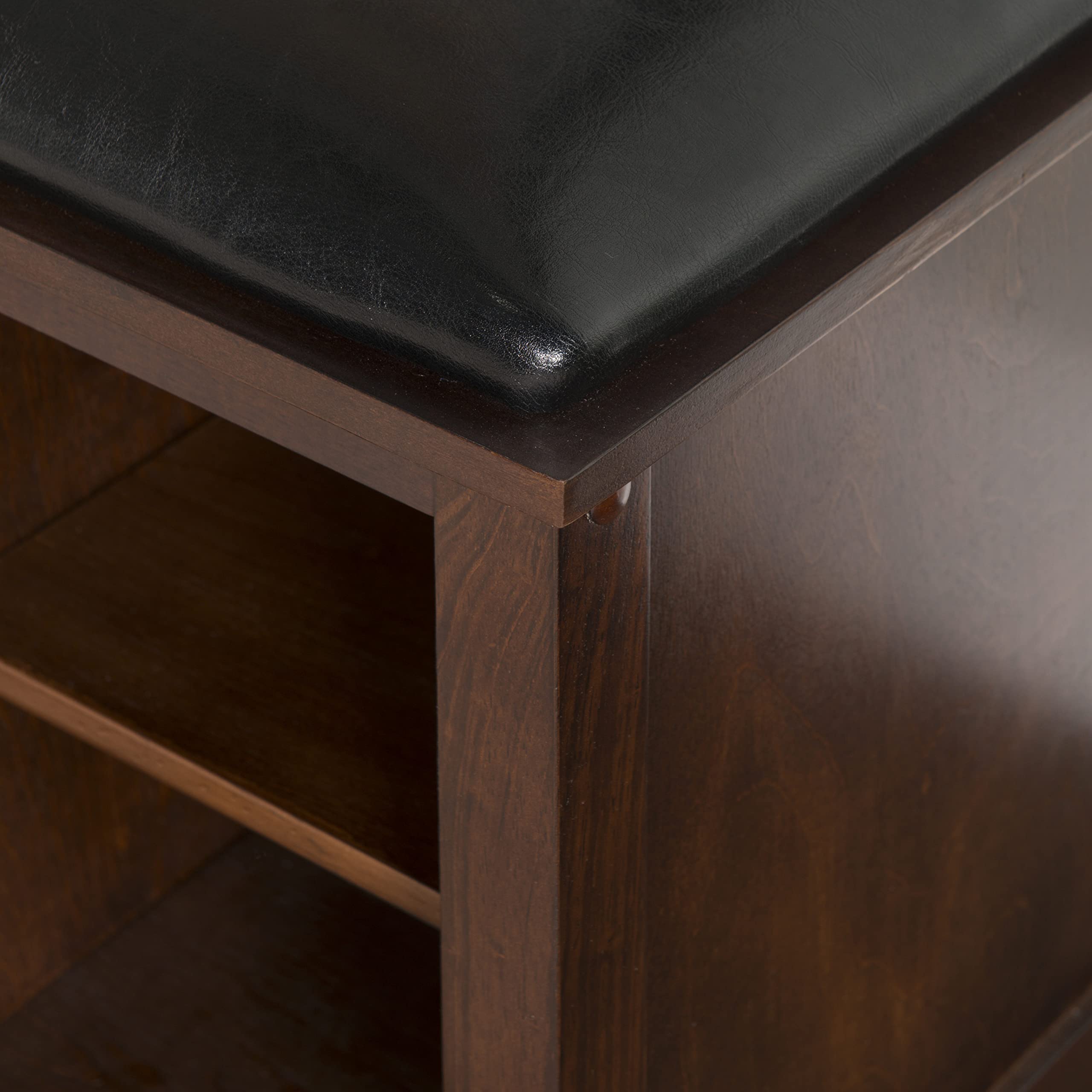Linon Cape Anne Dark Walnut Wooden Bench, 45 Inch Wide Entryway Seating, Brown Finish - Perfect for Hallway, Bedroom or Living Room Furniture