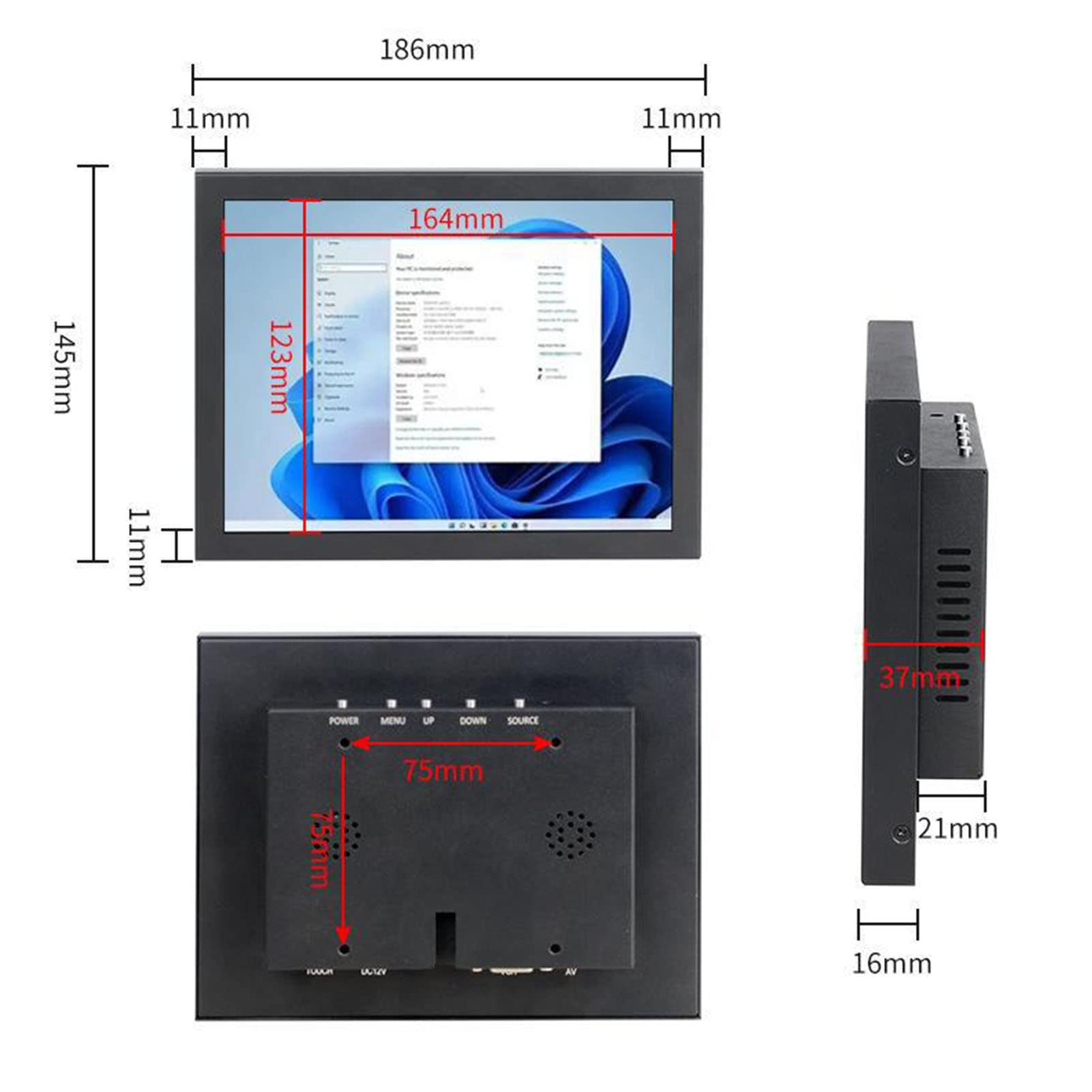 HUAOSN 8 Inch Mini Touch Screen Monitor - IPS HD Display with USB/AV/VGA Ports, Built-in Speaker, 100-240V (EU Plug) - Perfect for Laptop Extensions, Gaming, Security Systems, and Digital Signage