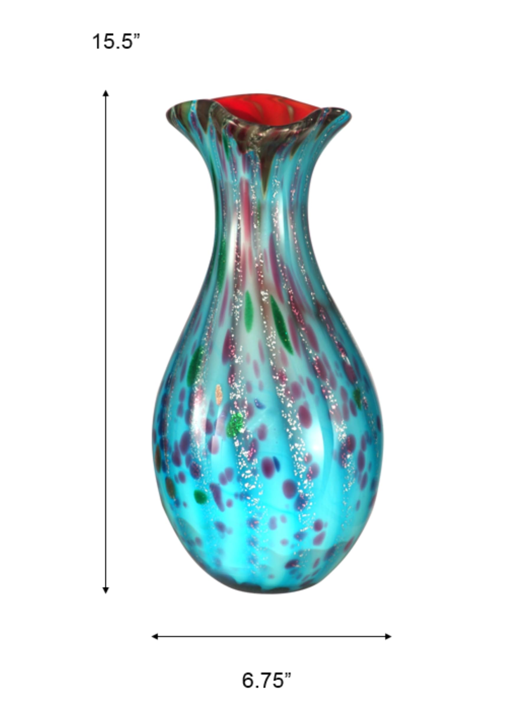 Dale Tiffany Lagood Hand Blown Art Glass Vase - Elegant Home Decor for Living Room, Dining Table & Wedding Centerpiece